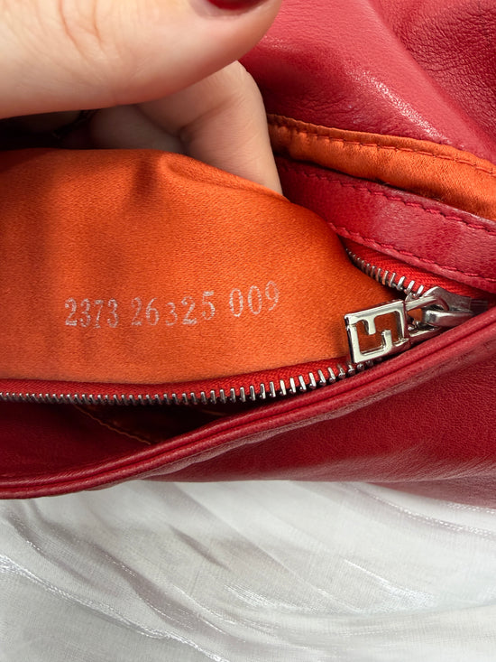 Fendi Red Leather Mama Baguette Handbag