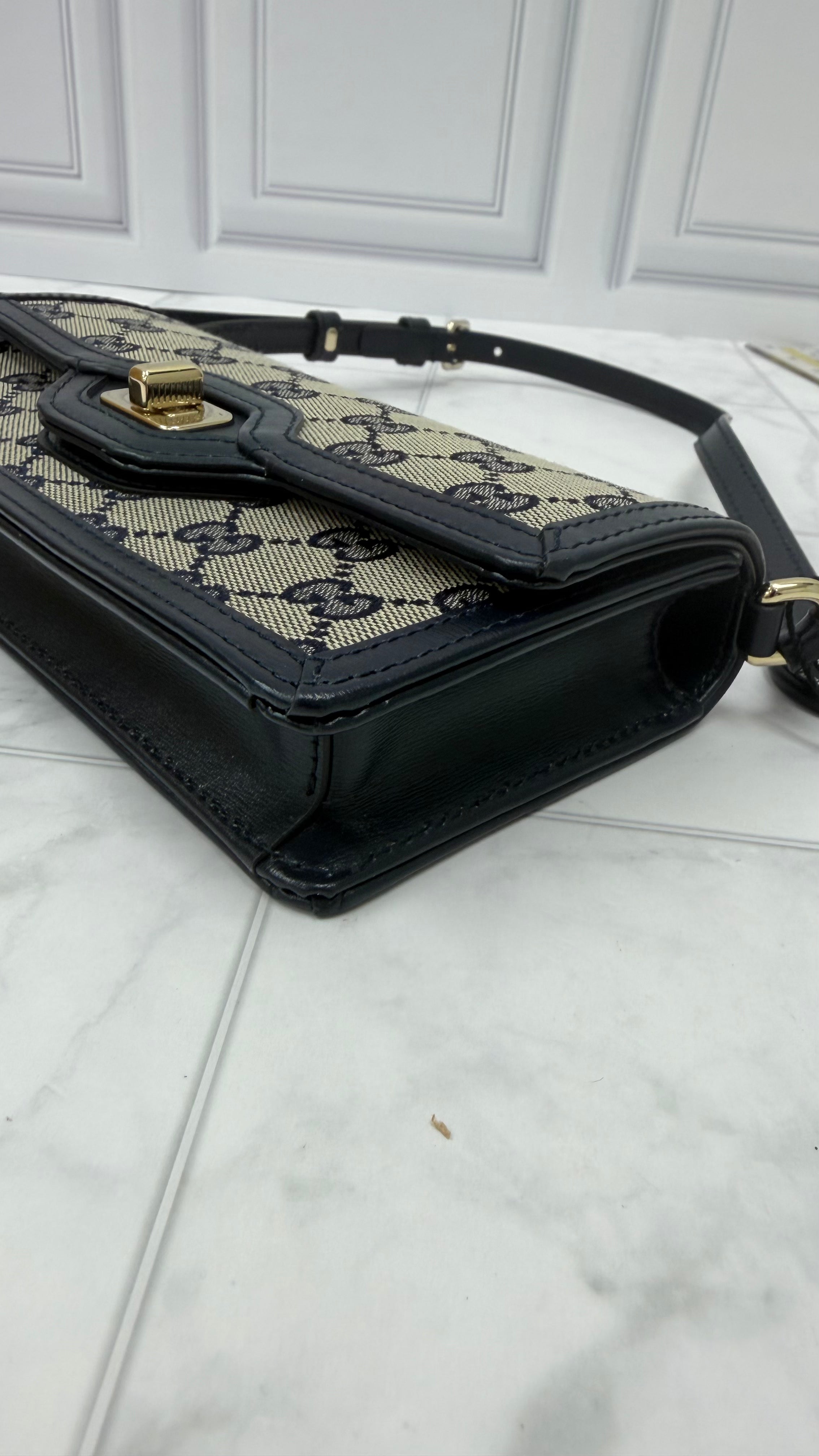 *DONS DROP* BRAND NEW- Gucci Blue GG Canvas & Leather Mini Luce Shoulder Bag