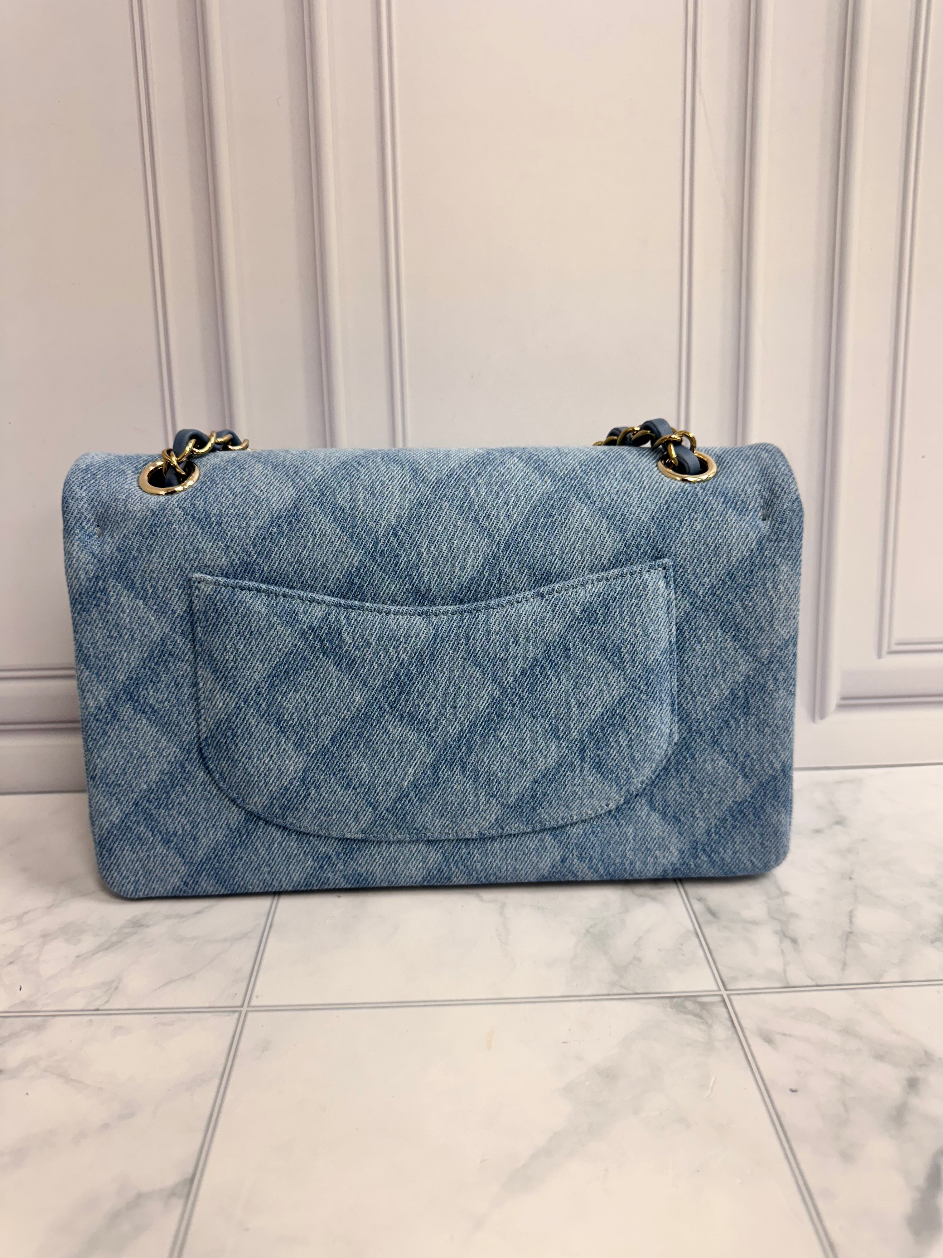 LIKE NEW - Chanel Blue Denim Classic Medium Flap Bag