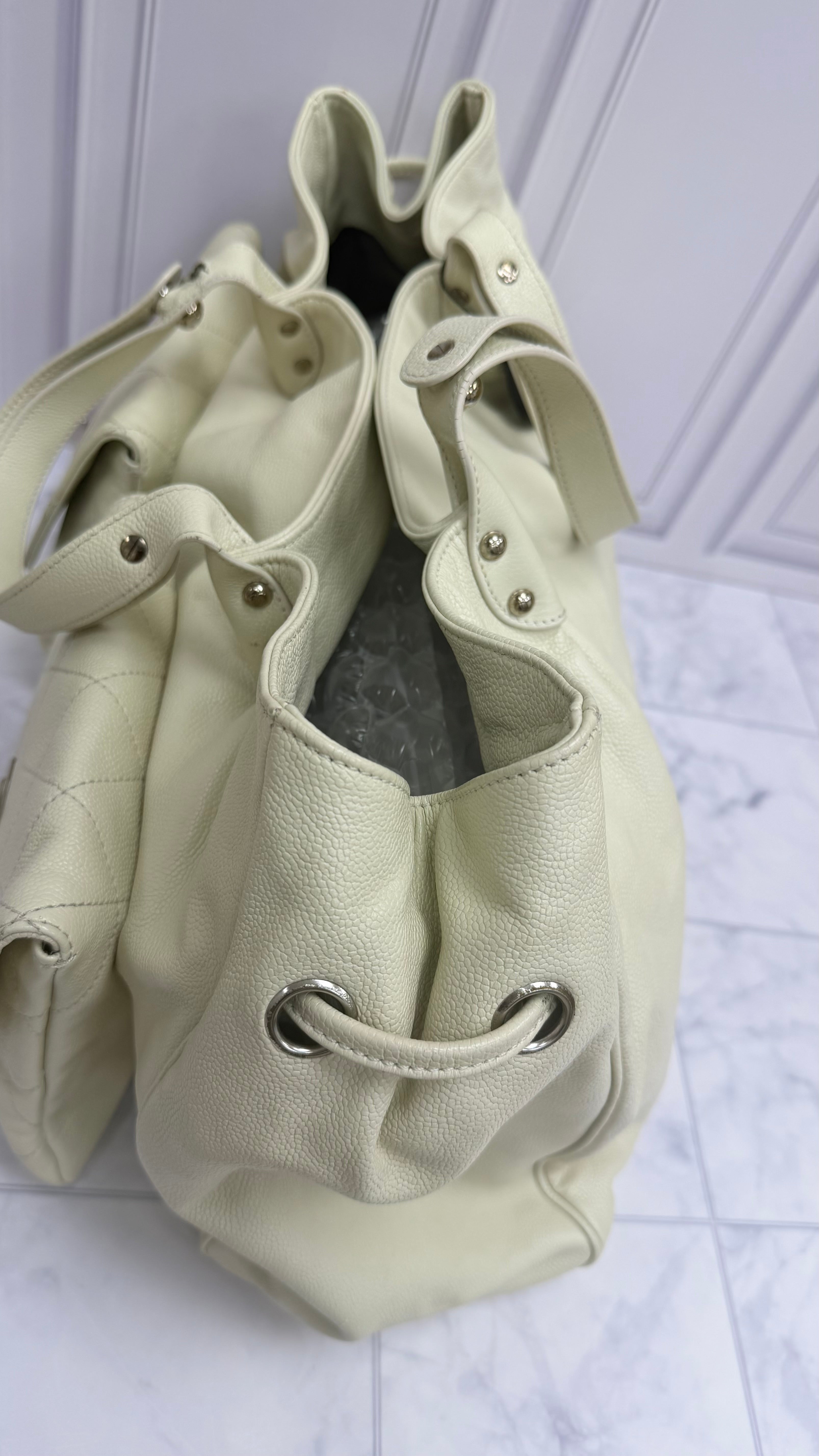 Chanel Beige Caviar Leather Pocket in the City Bag