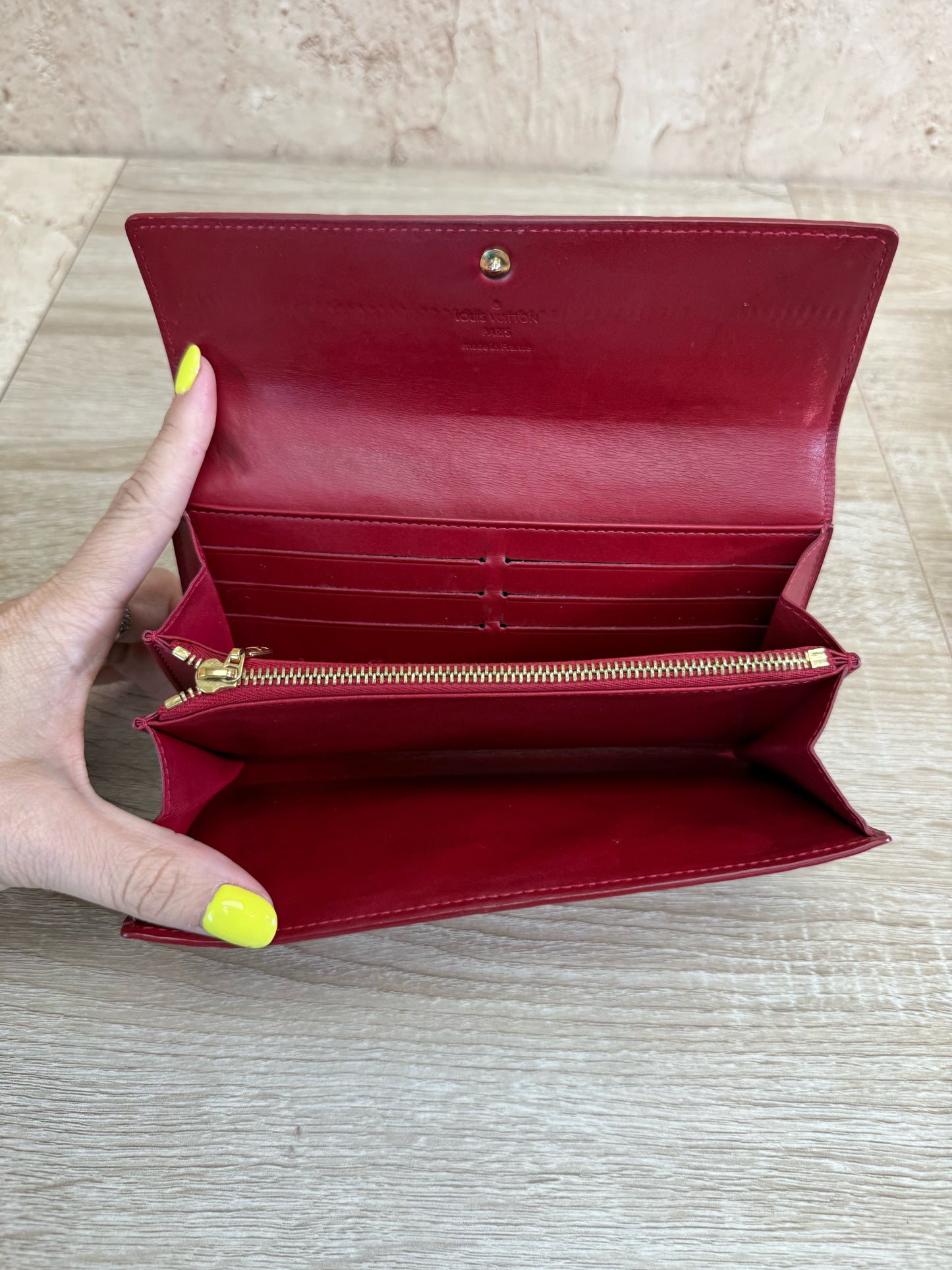 Louis Vuitton Red Vernis Sarah Wallet