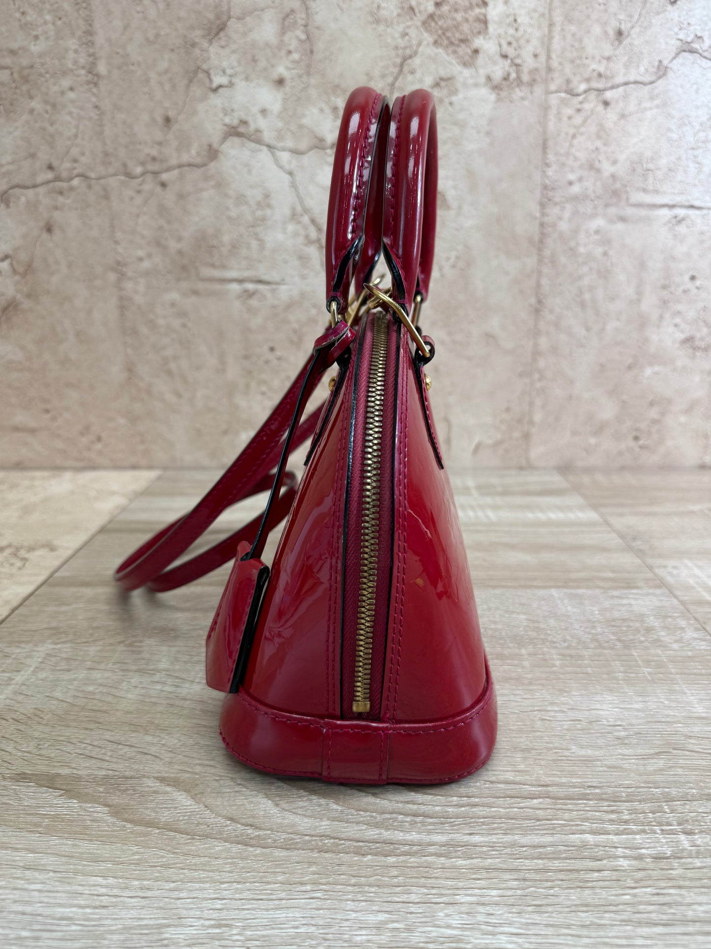 Louis Vuitton Red Vernis Patent Leather Alma BB