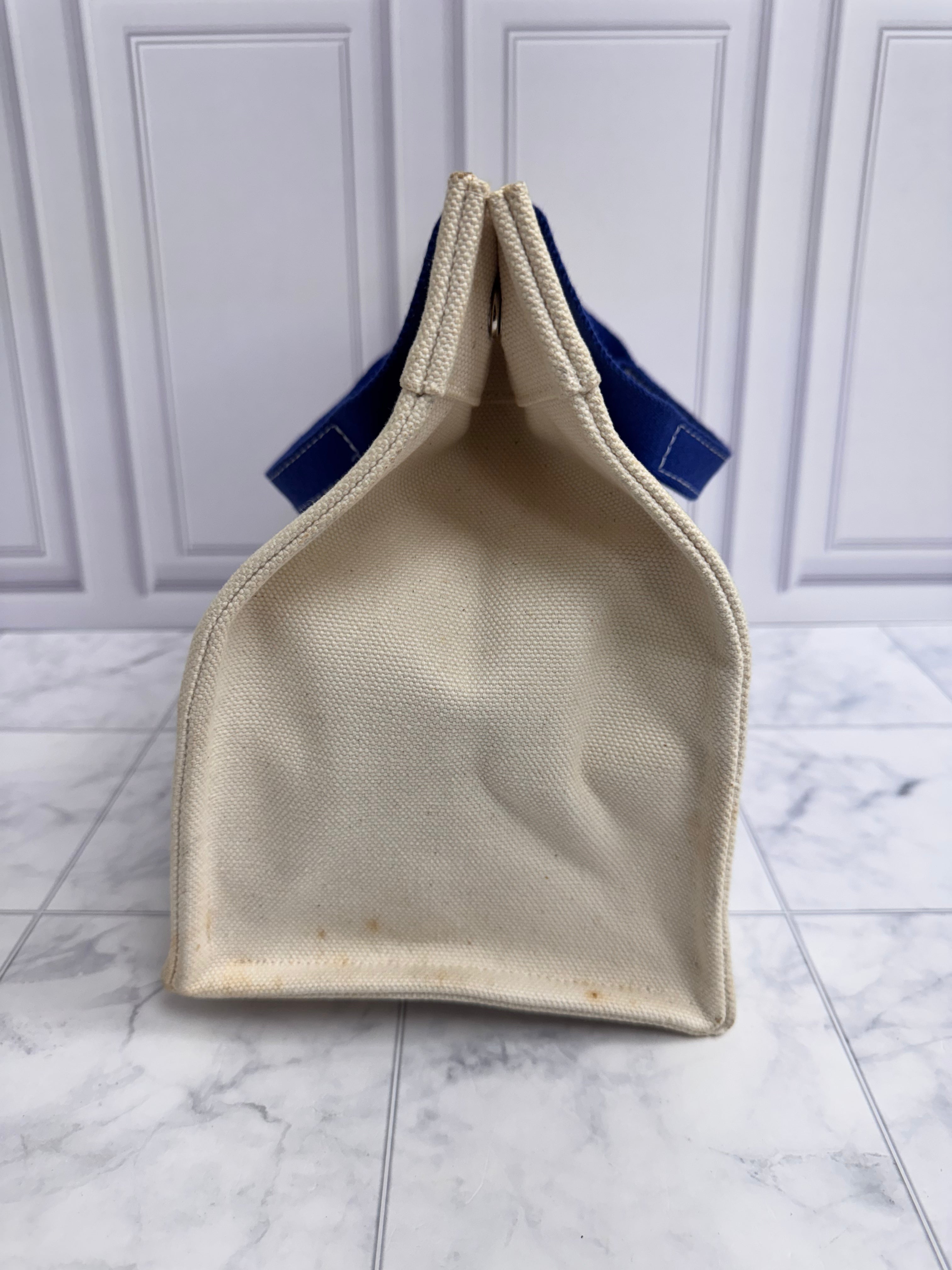 Hermes Beige And Blue Canvas Bora Bora Tote Bag PM