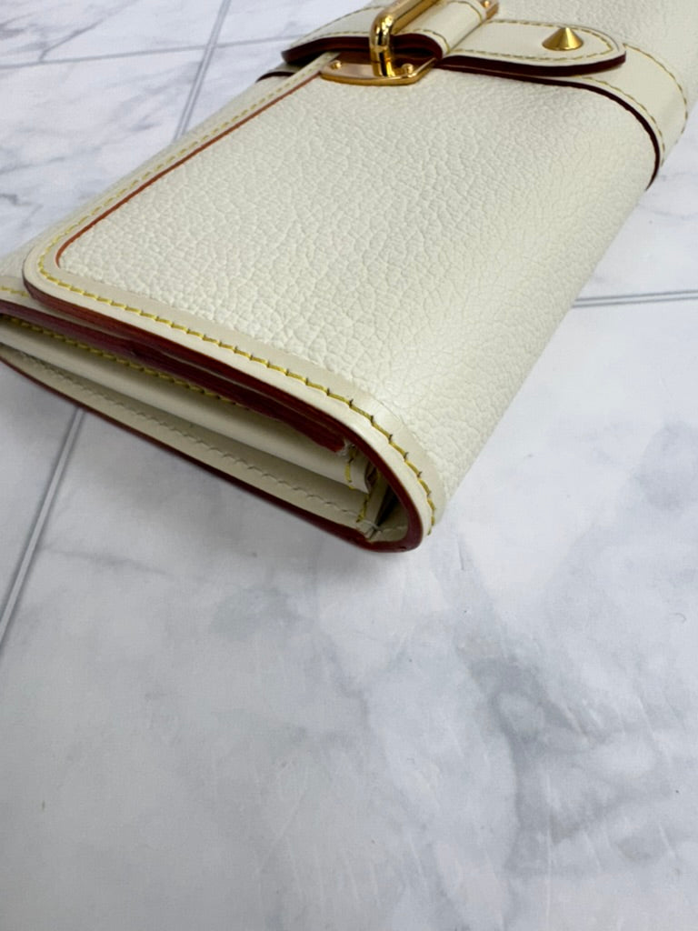 Louis Vuitton White Grained Leather Le Favori Long Wallet