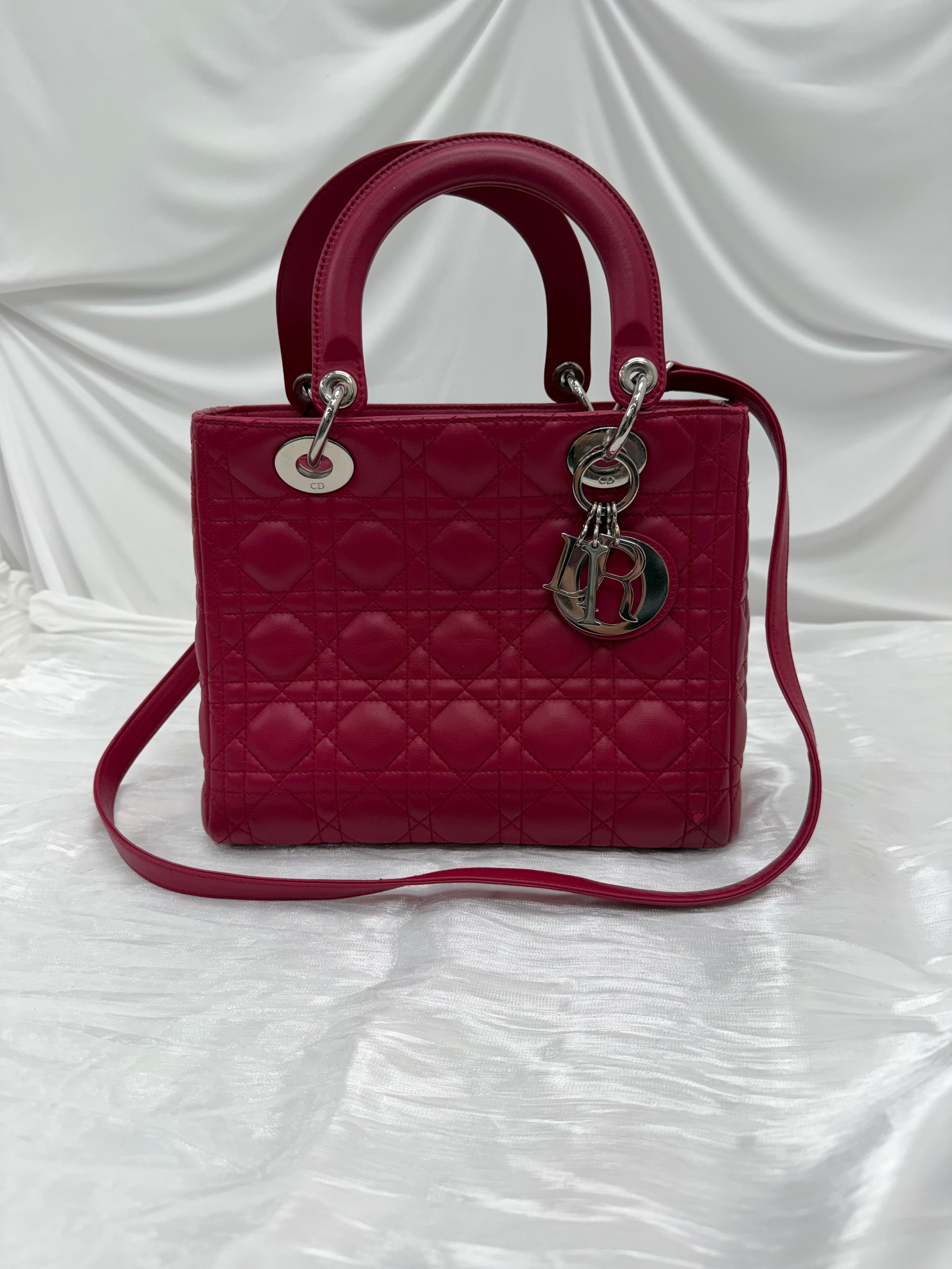 Christian Dior Rose Sorbet Cannage Lambskin Medium Lady Dior Bag