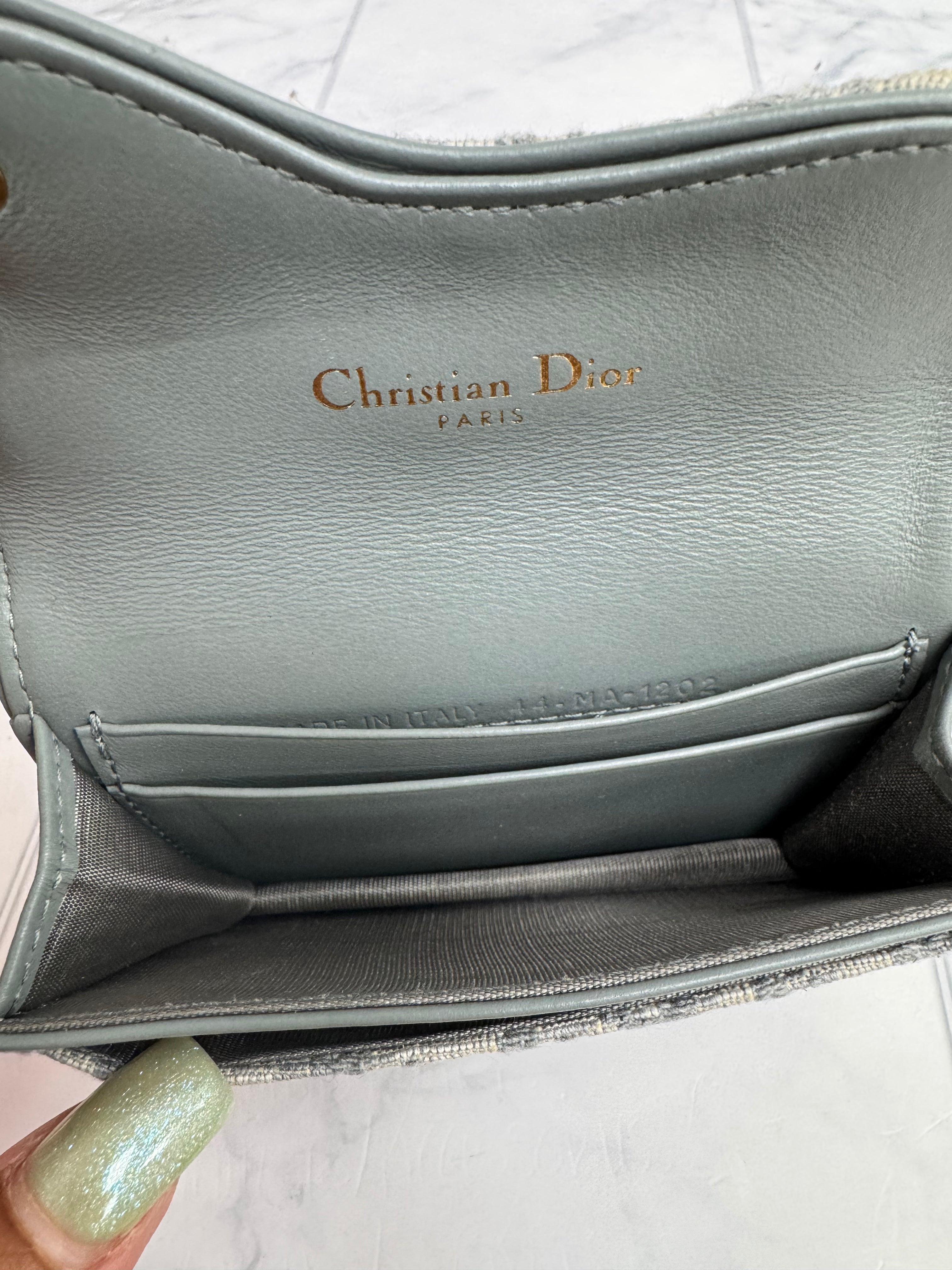 Christian Dior Grey Jacquard Canvas Saddle Card Holder