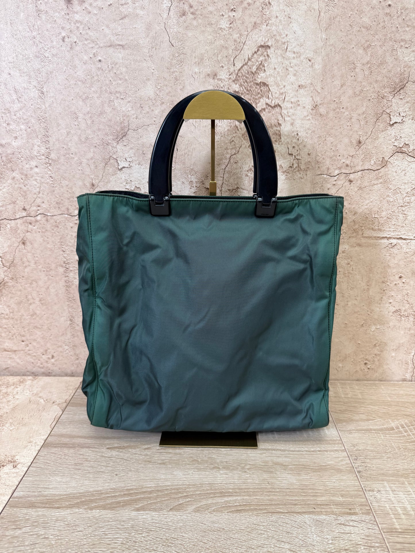 Prada Dark Green Nylon Top Handle Tote Bag