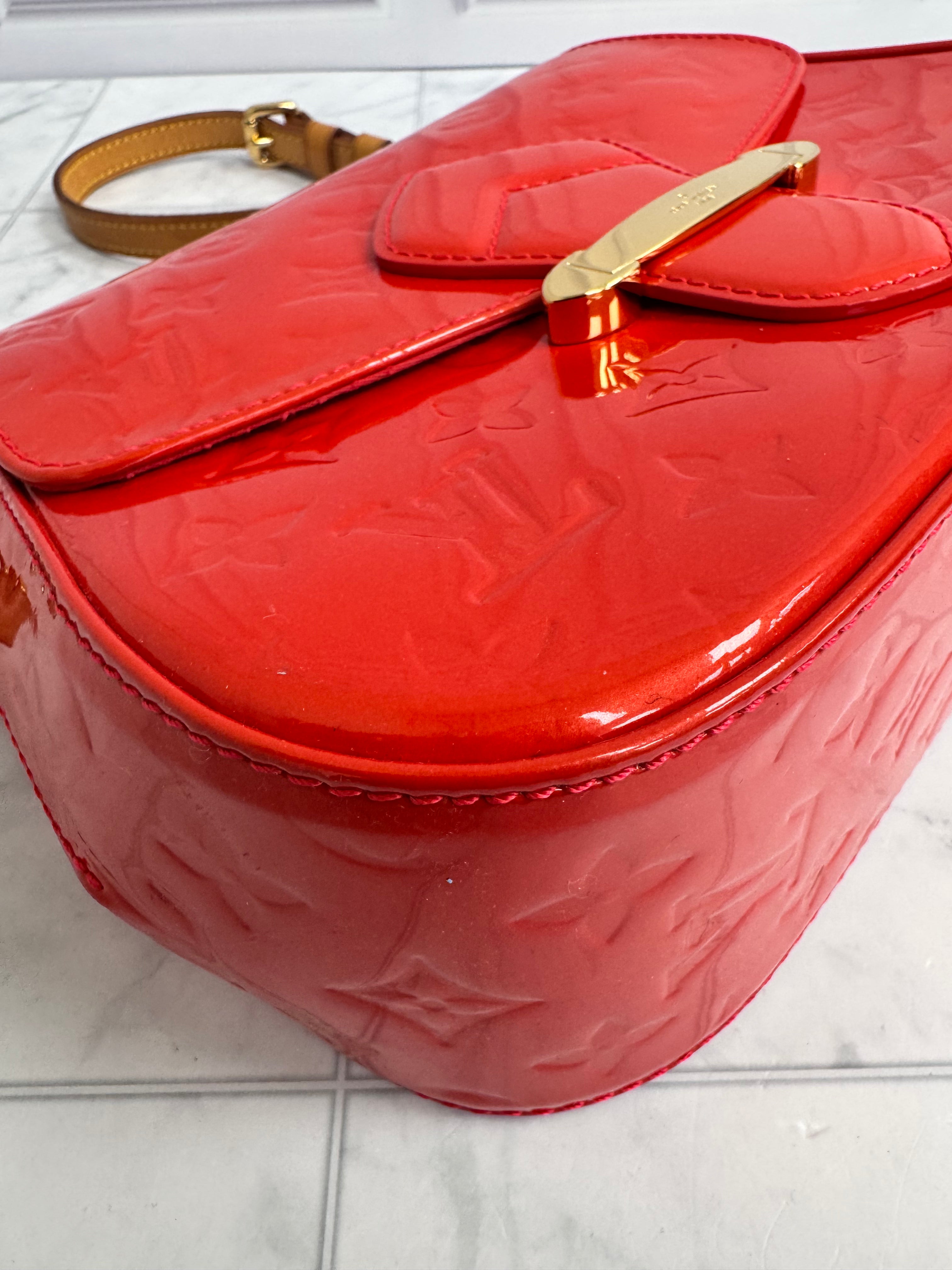 Louis Vuitton Red Vernis Bellflower Bag GM