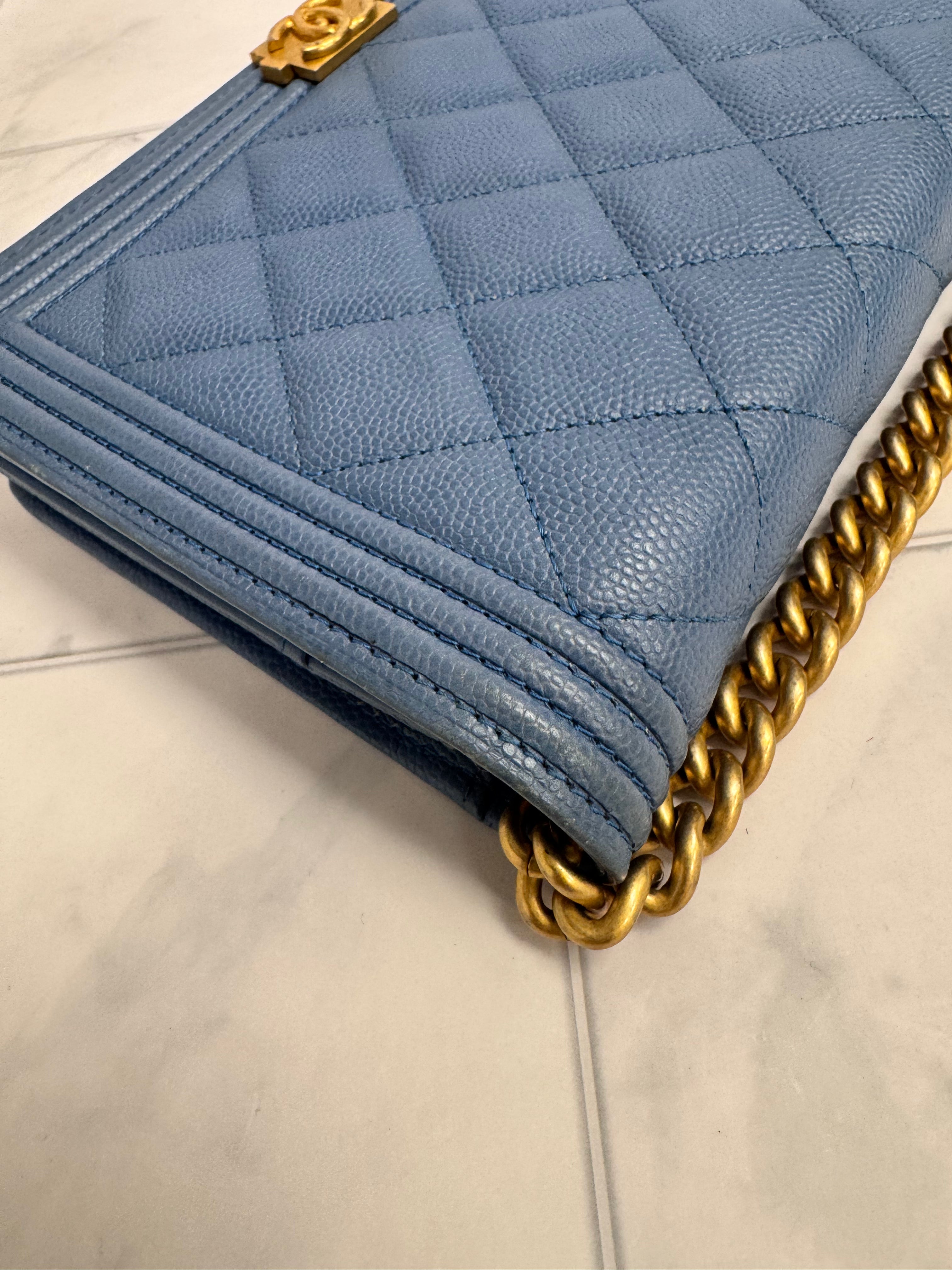 *DONS DROP* Chanel Blue Caviar Leather Boy Wallet on a Chain