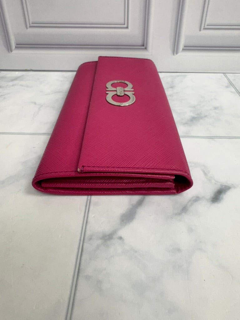 Salvatore Ferragamo Pink Saffiano Leather Long Wallet