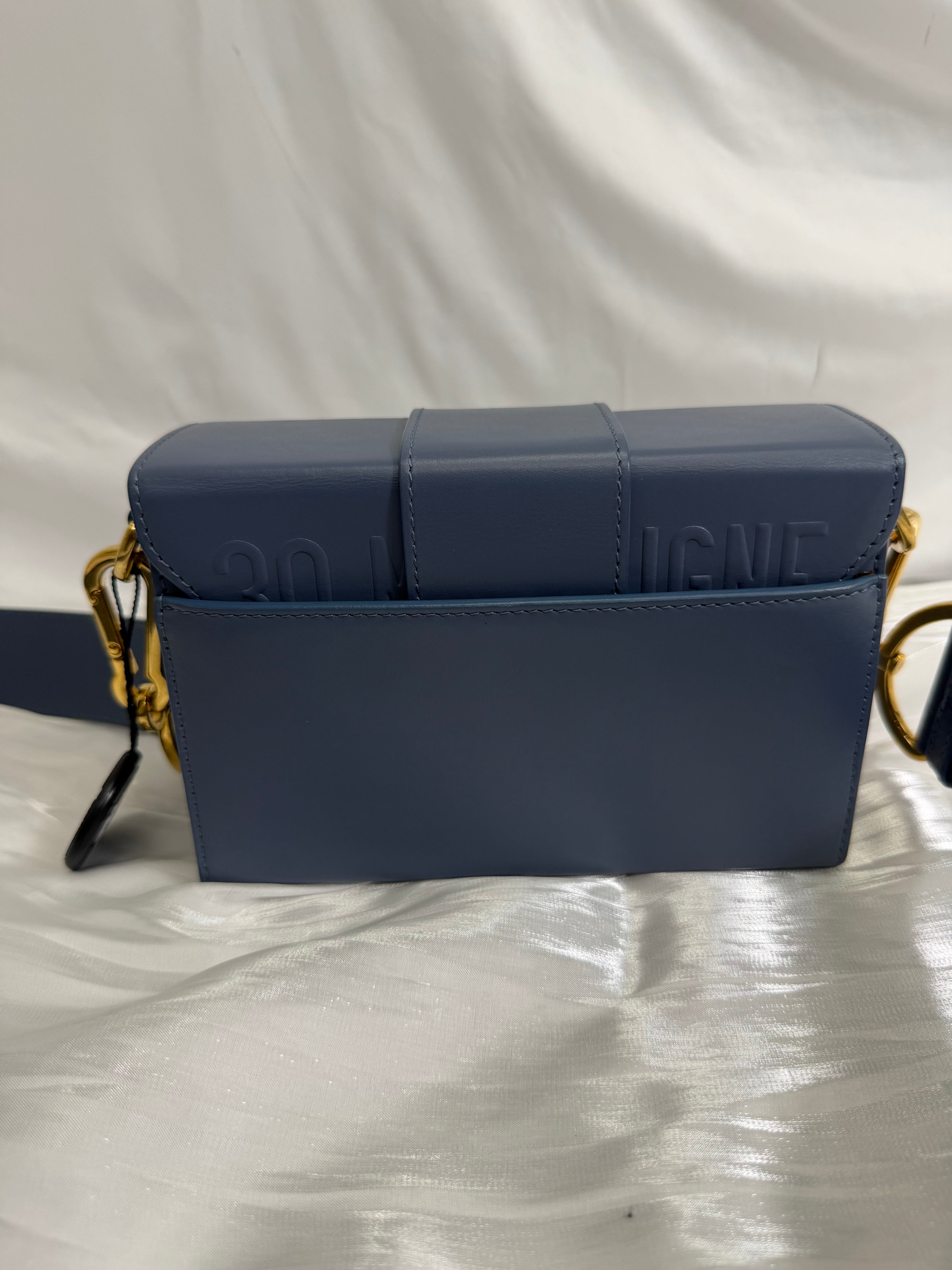 Christian Dior Blue Leather 30 Montaigne Box Bag