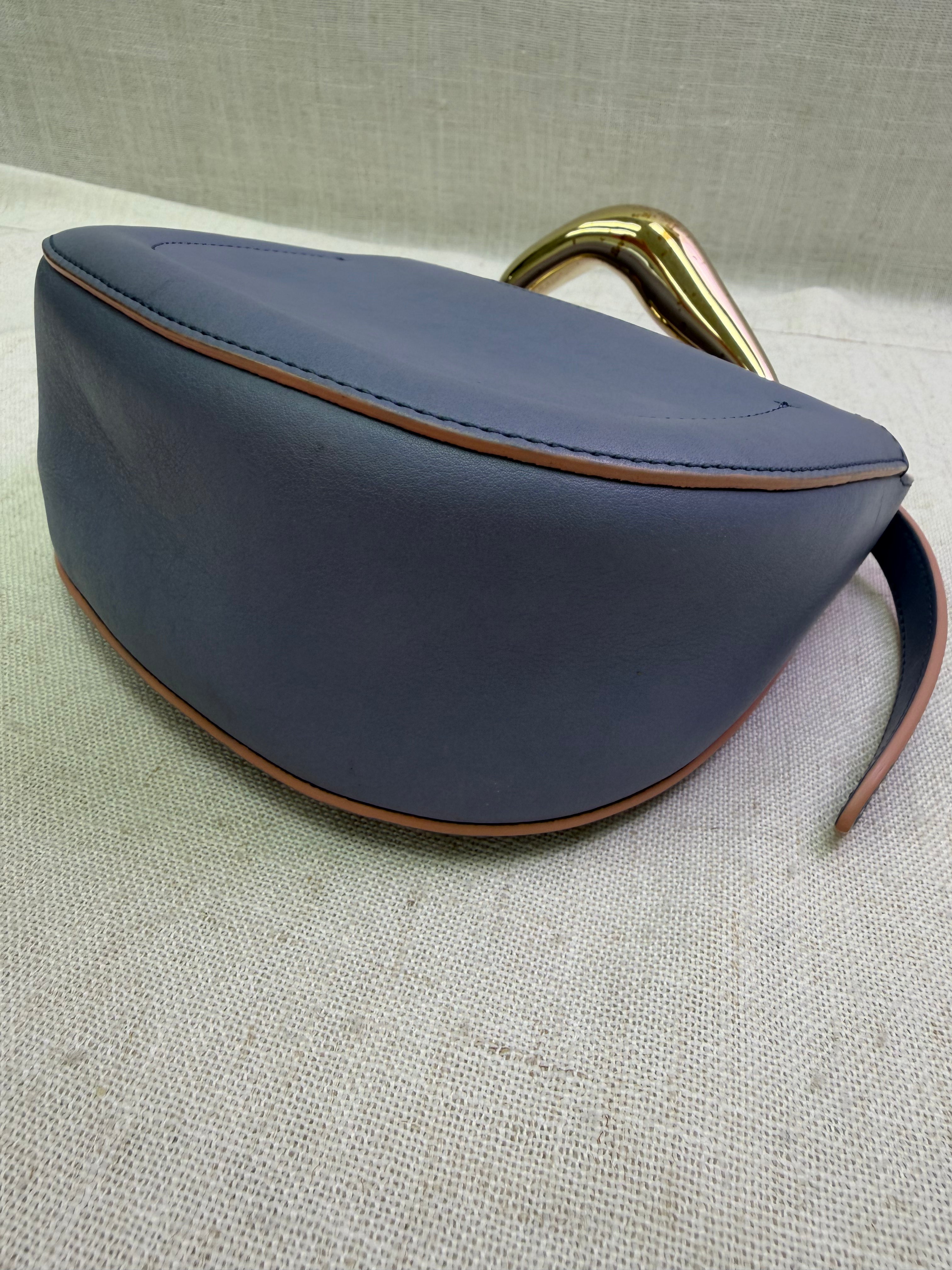 Chloe Blue Leather Small Kiss Bag.