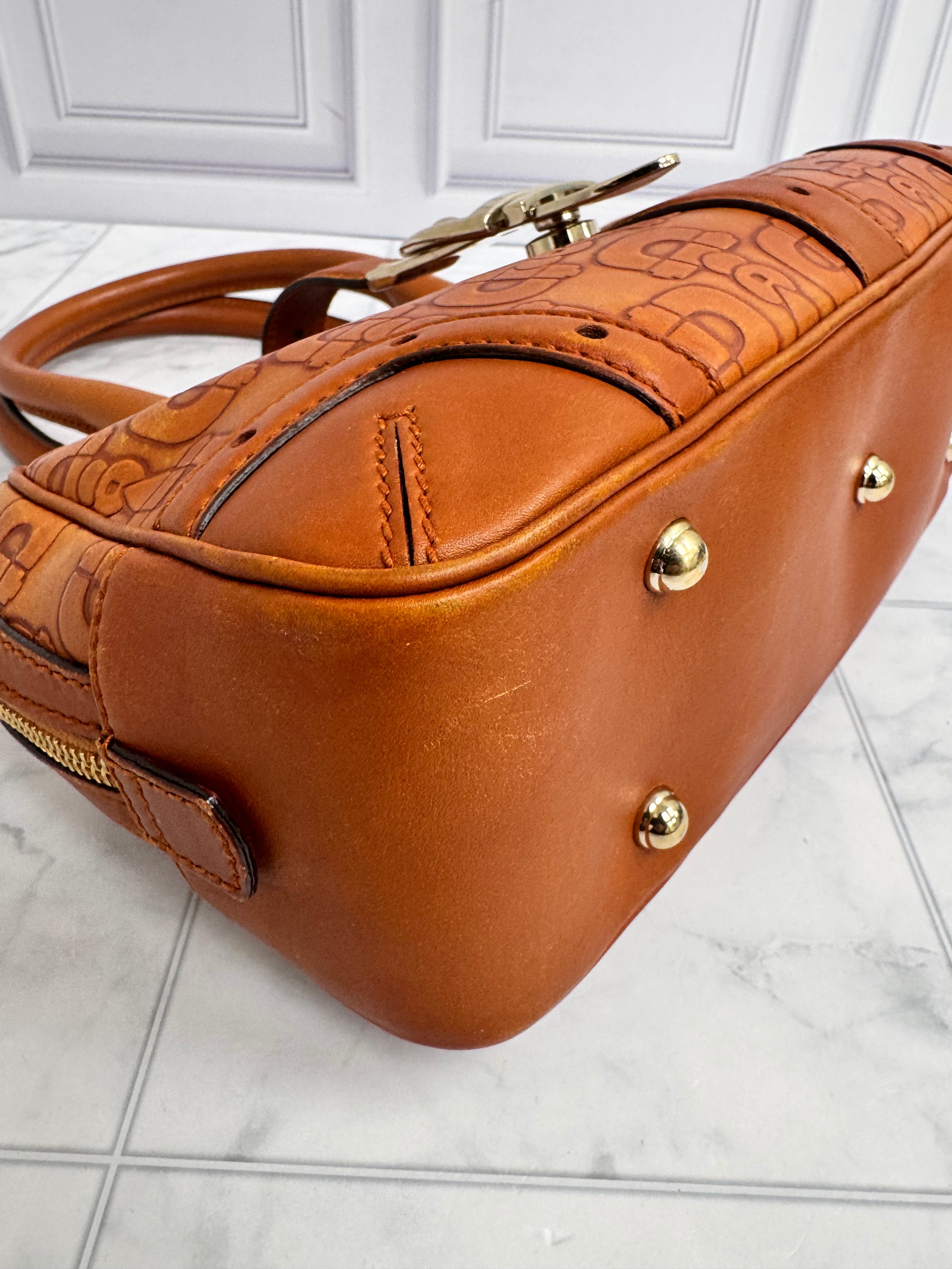 Gucci Tan Horsebit Embossed Leather Shoulder Bag