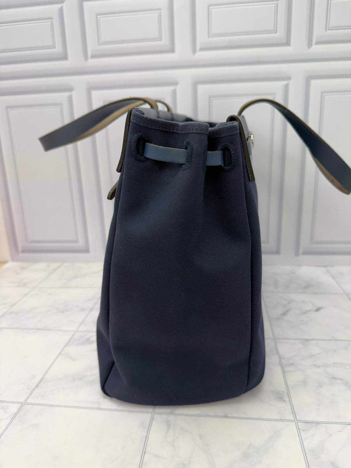 Hermes Navy Toile & Leather Herbag Cabas MM