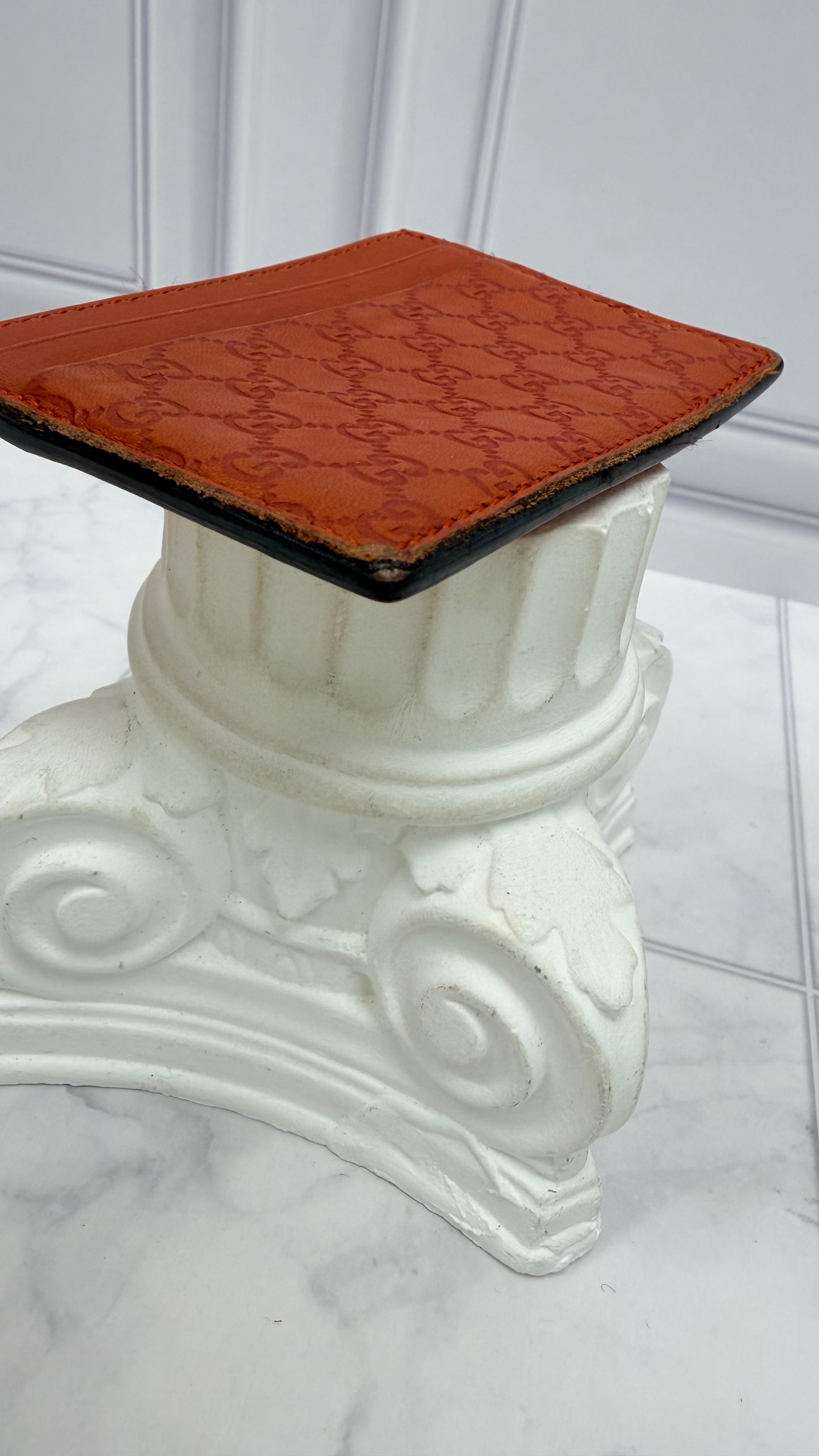 Gucci Burnt Orange Microguccissima Leather Card Holder
