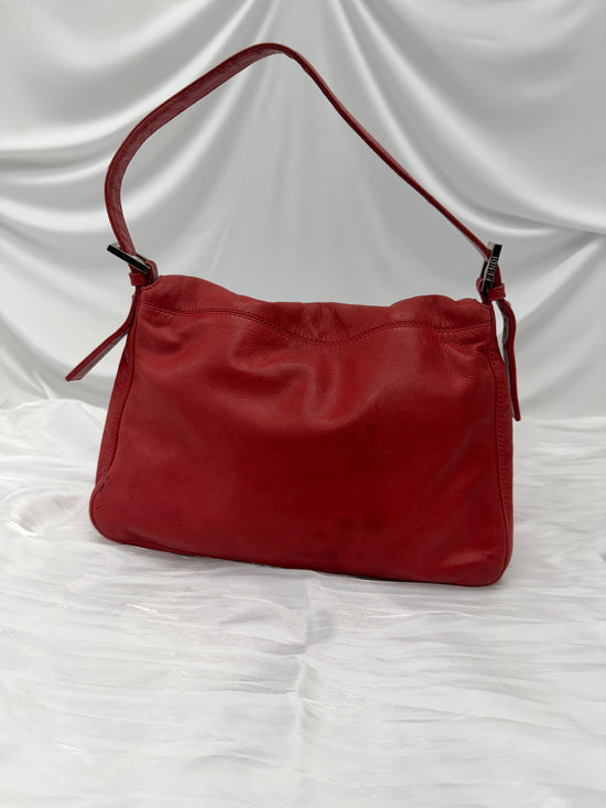 Fendi Red Leather Mama Baguette Handbag