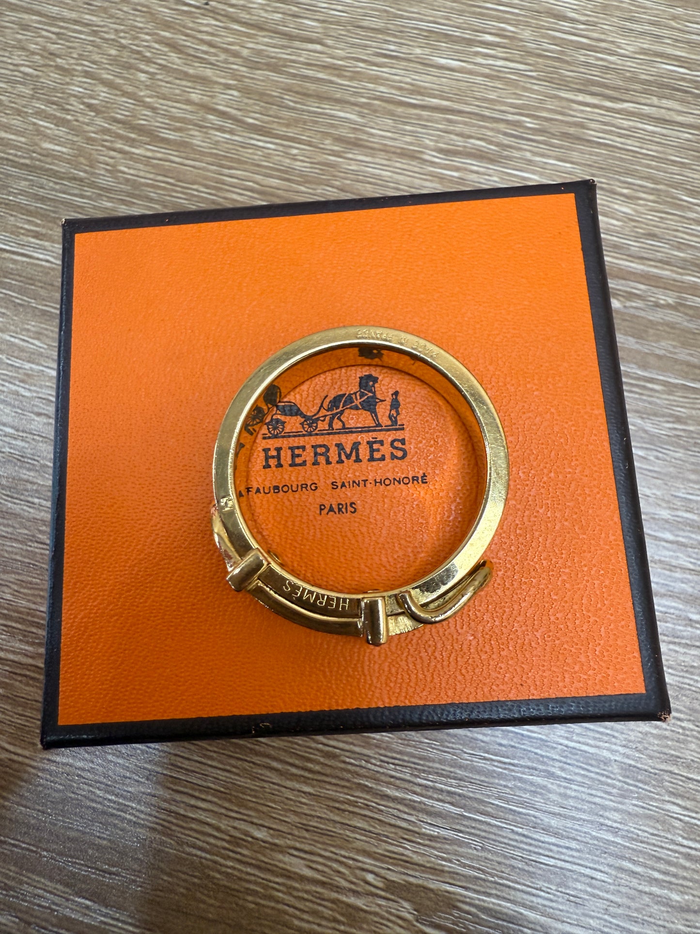 Hermes Jumbo Gold & Burgundy Leather Belt Buckle Scarf Ring