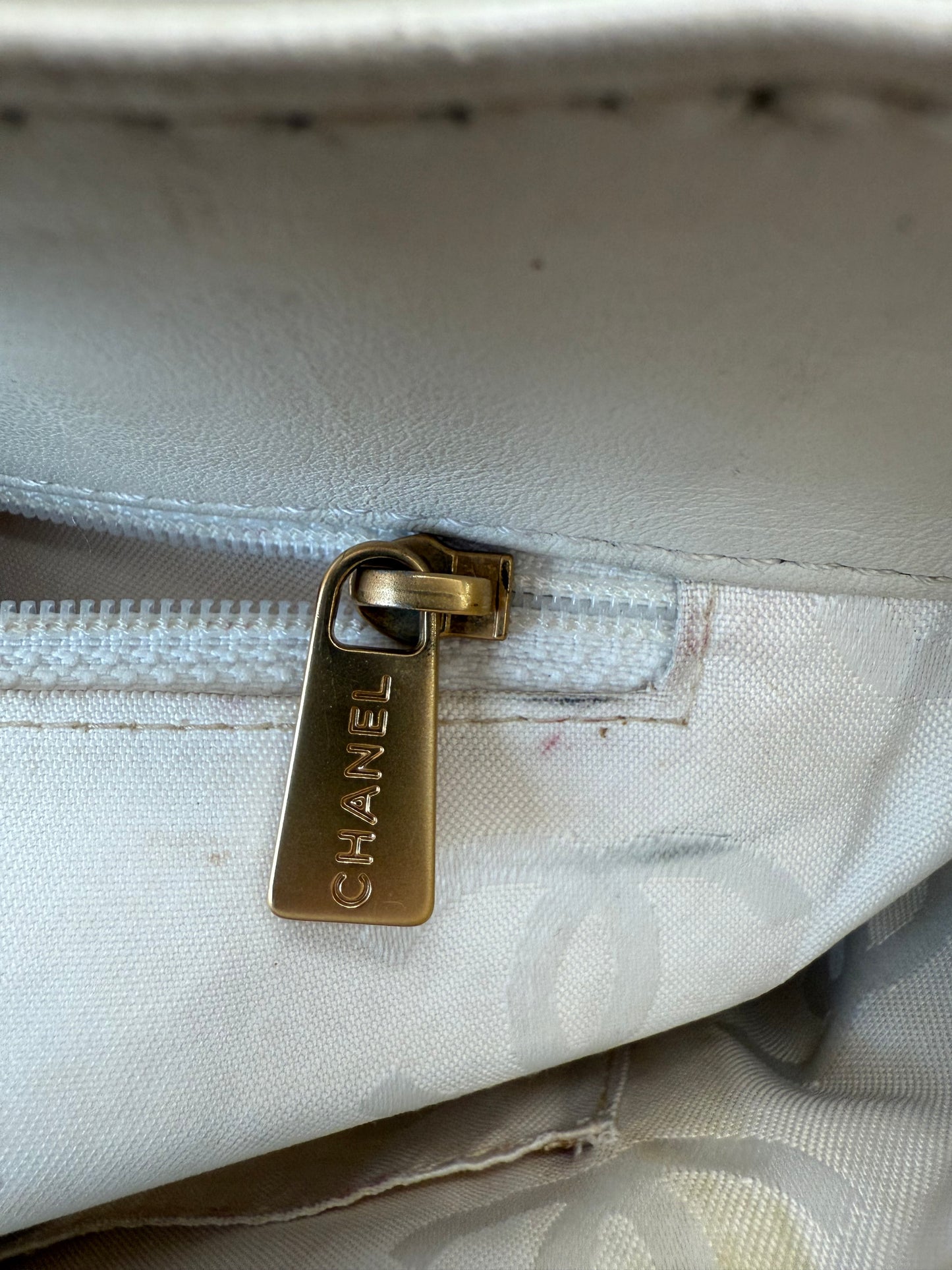 Chanel White Calfskin Wild Stitch Tote Bag