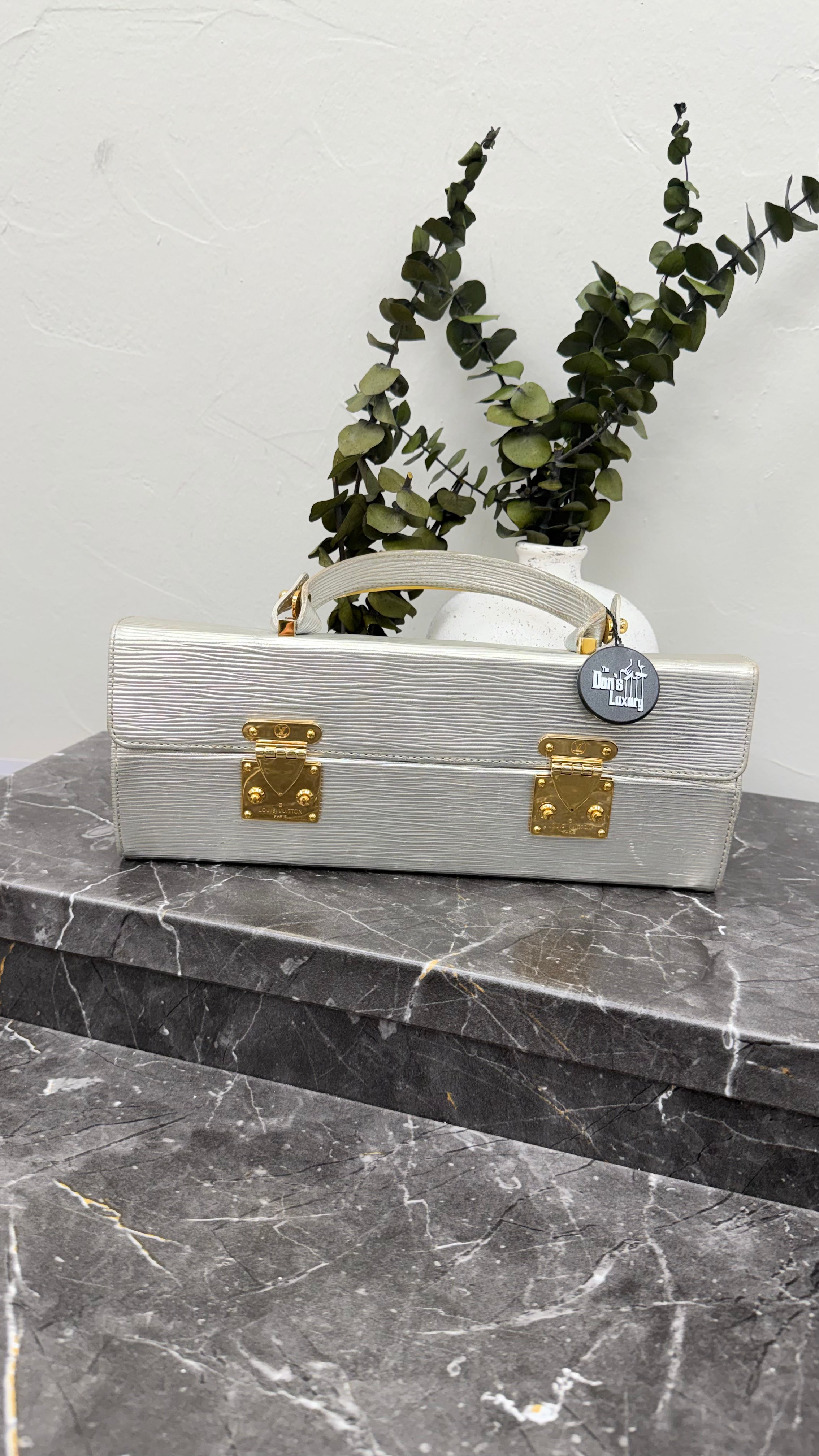Louis Vuitton Rare Silver Epi Galaxia Handbag