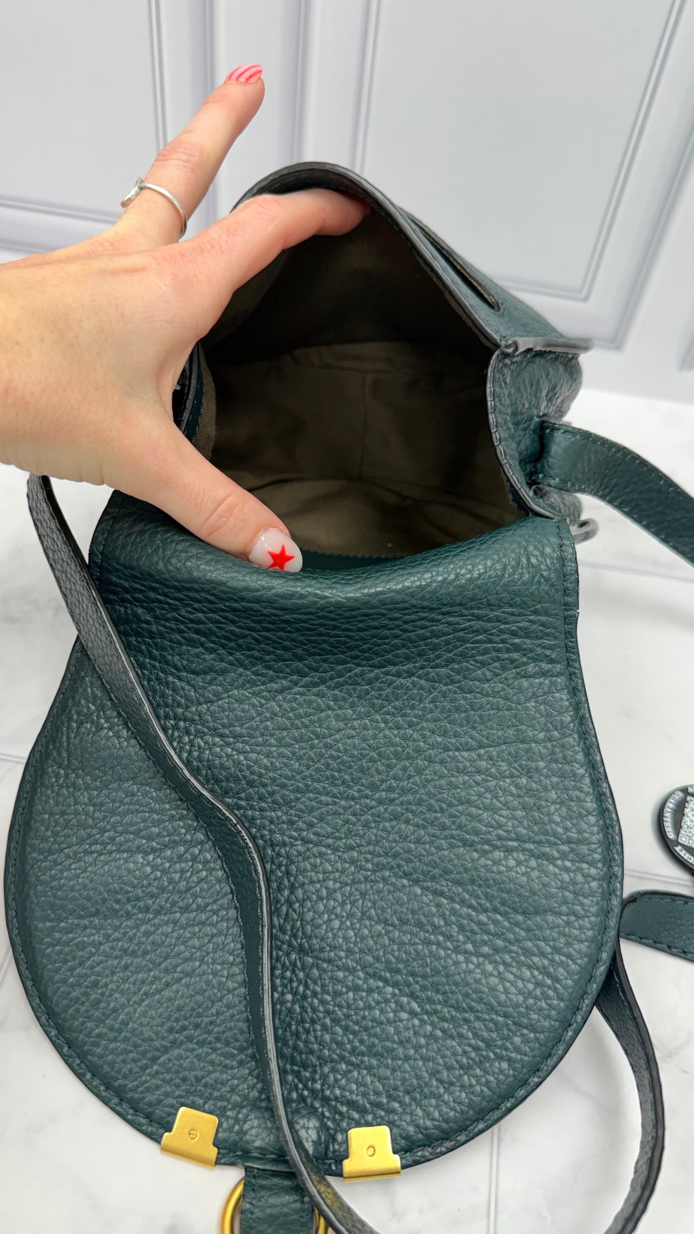 *DONS DROP* Chloe Green Grained Calfskin Mini Marcie Crossbody