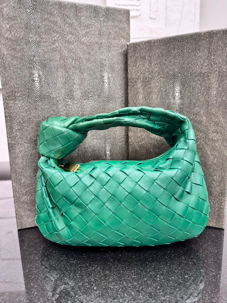 LIKE NEW - Bottega Veneta Green Intrecciato Leather Mini Jodie Handbag