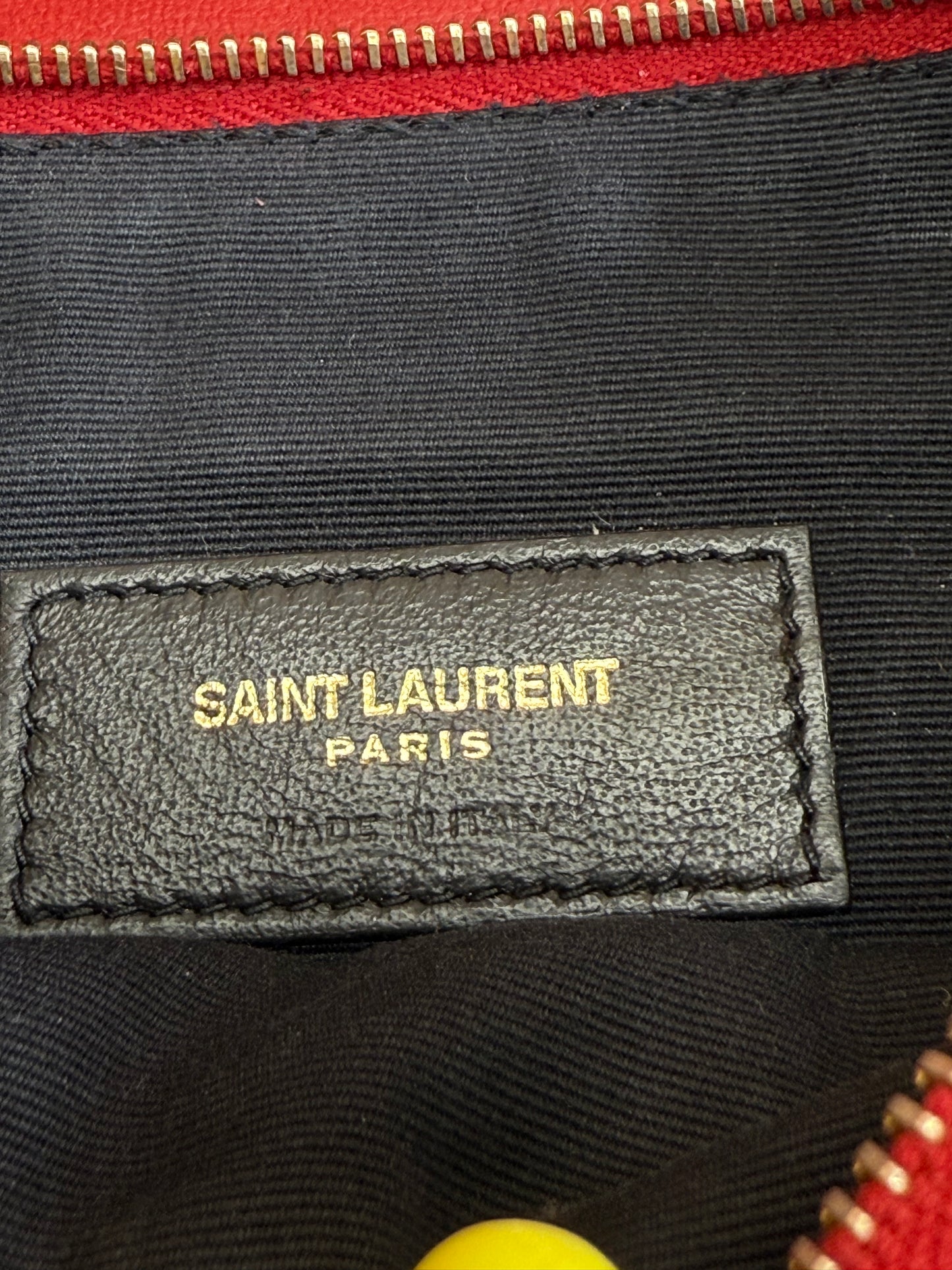 Saint Laurent YSL Red Quilted Leather Angie Chain Crossbody Bag
