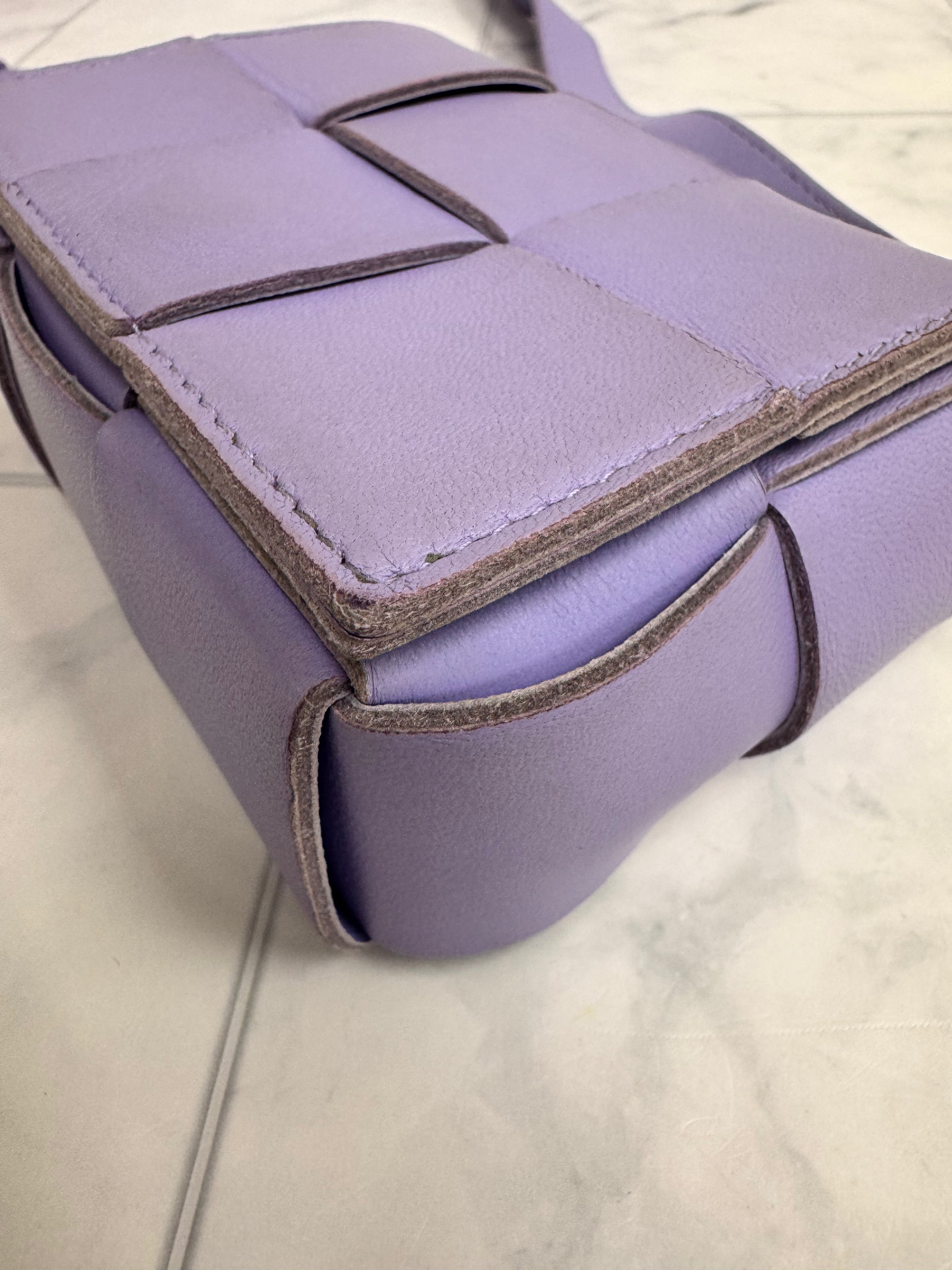 Bottega Veneta Light Purple Intrecciato Leather Mini Cassette Crossbody Bag