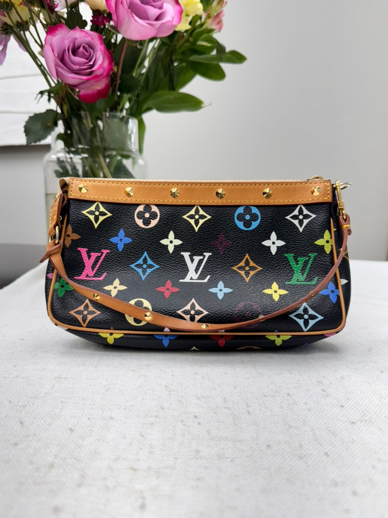 *DONS DROP*Louis Vuitton Black Multicolor Monogram Accessories Pochette