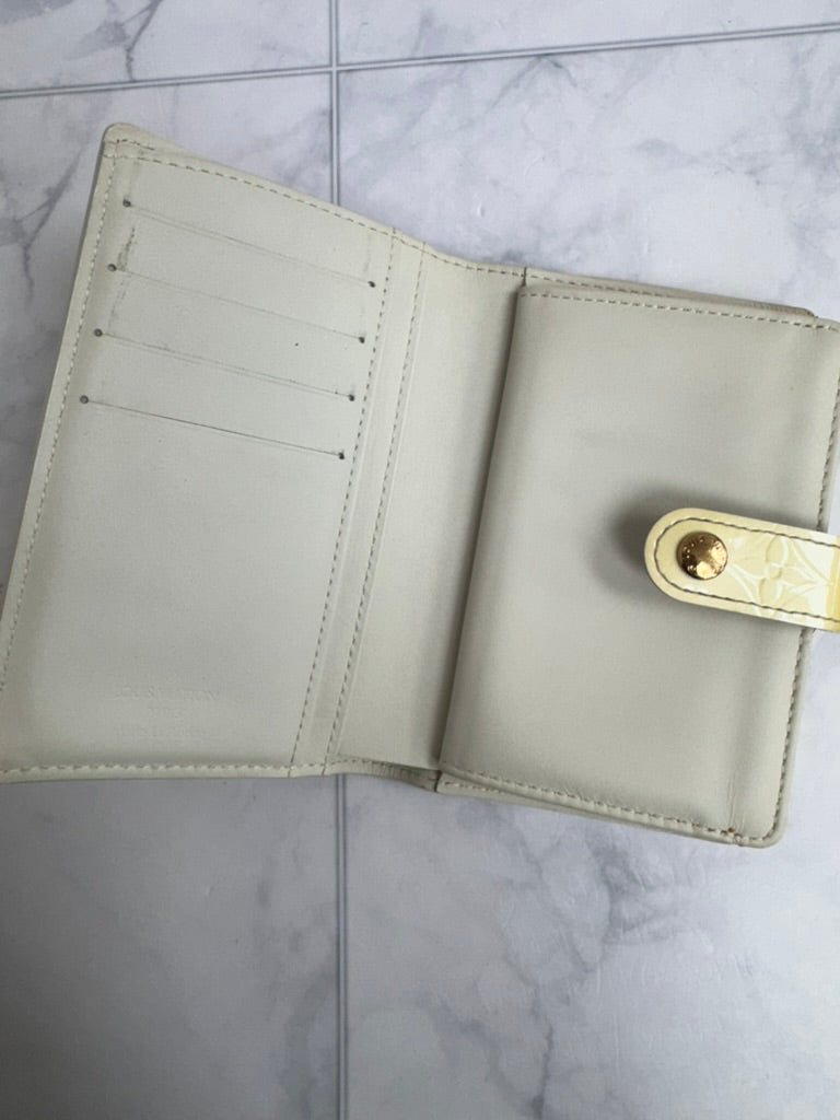 Louis Vuitton Yellow Vernis Leather French Purse Compact Wallet