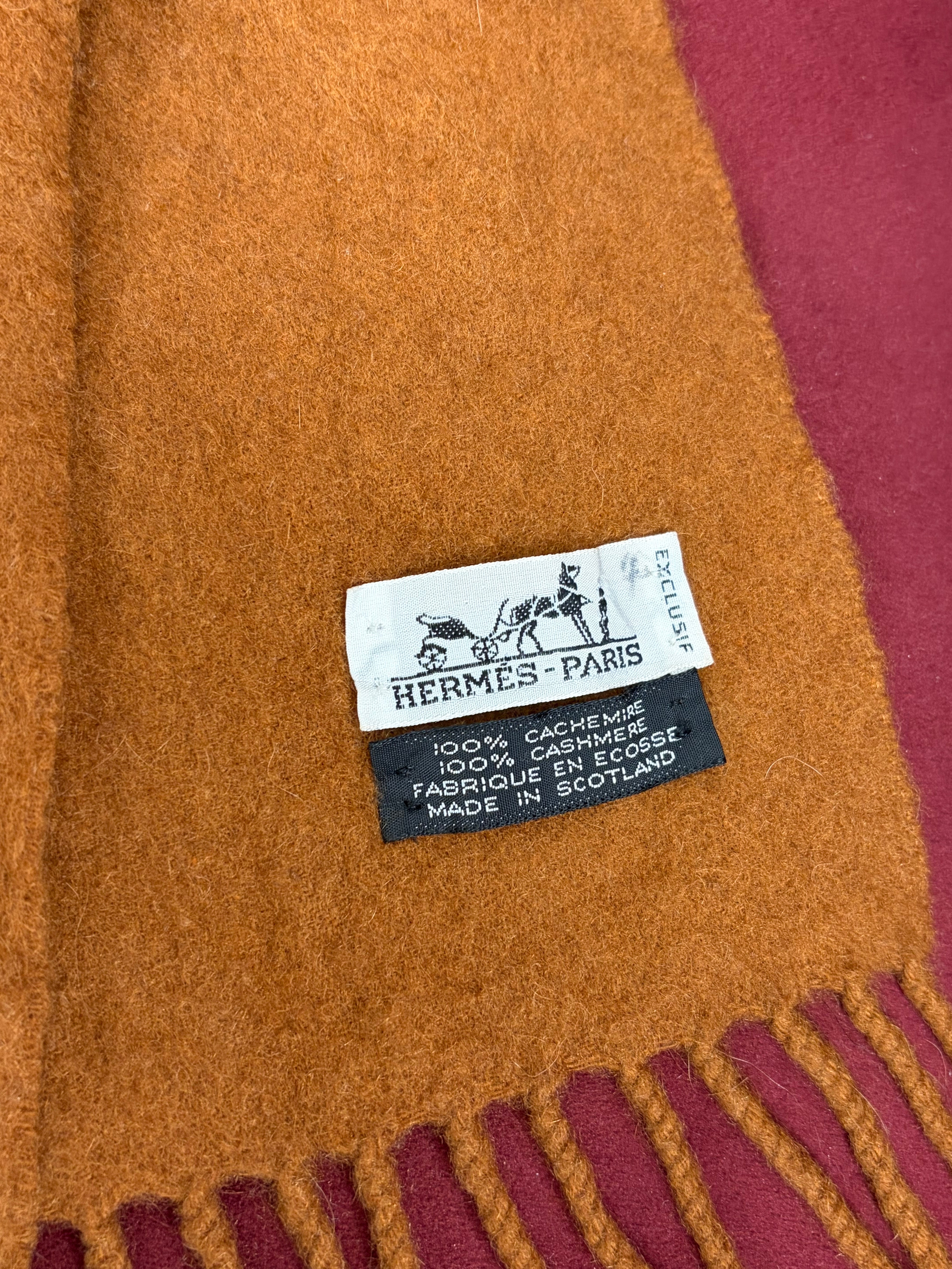 Hermès Brown Fringed Cashmere Scarf