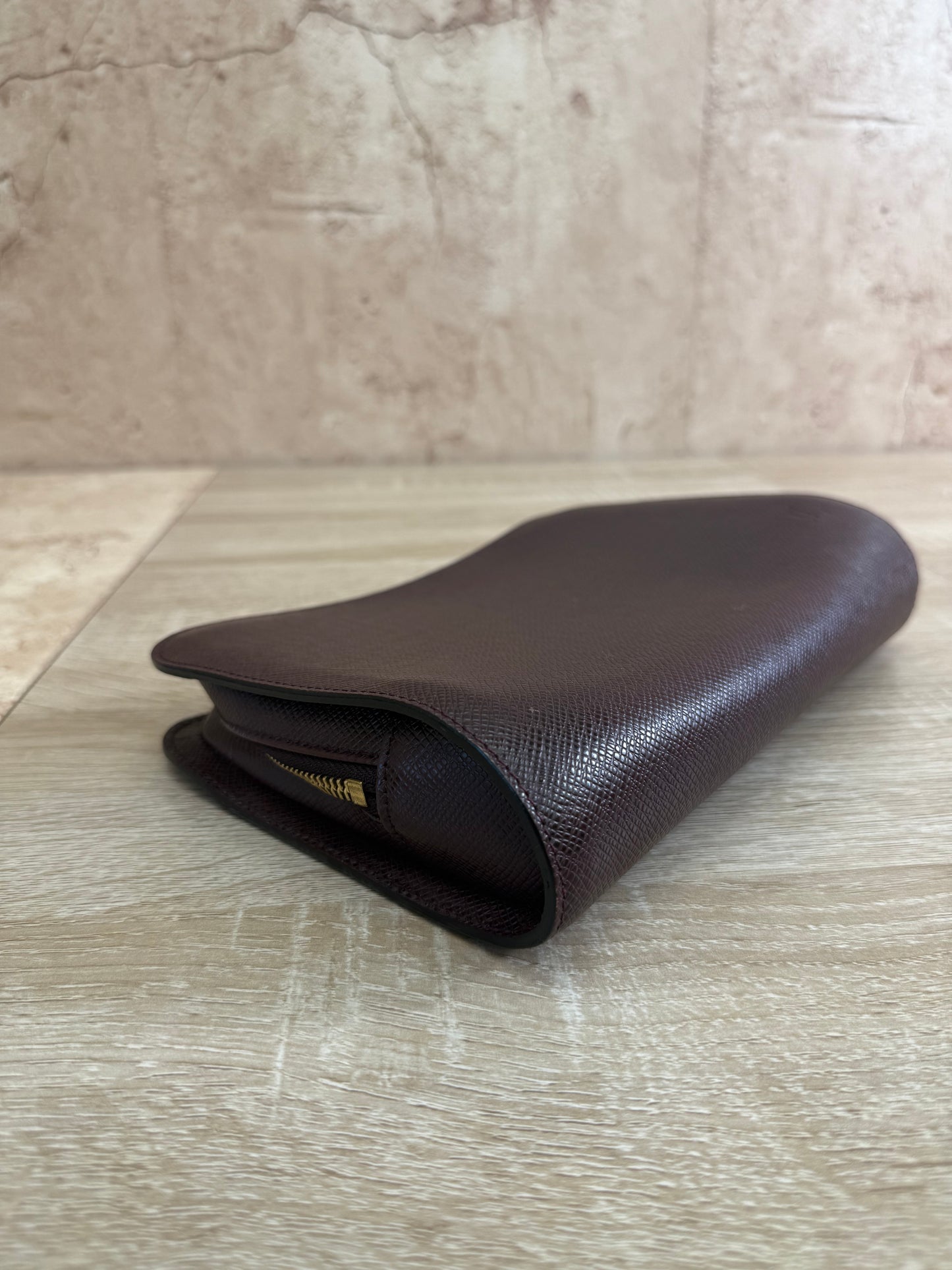 Louis Vuitton Burgundy Taiga Leather Baikal Clutch Bag