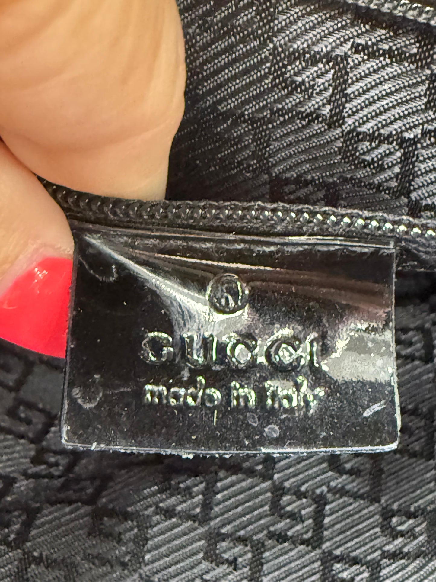 Gucci Brown Canvas & Patent Leather Shoulder Bag