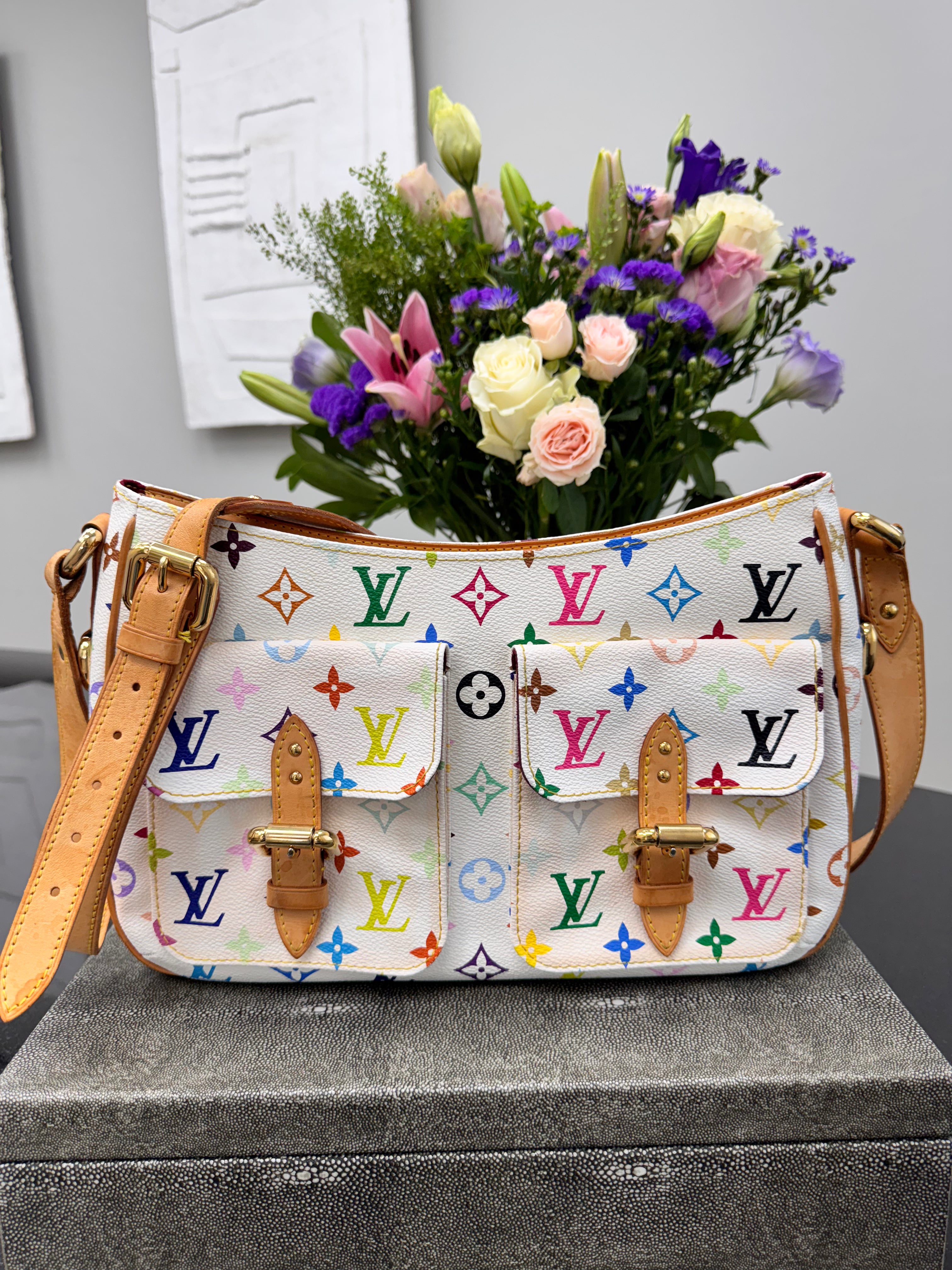 Louis Vuitton White Multicolor Monogram Lodge Handbag GM