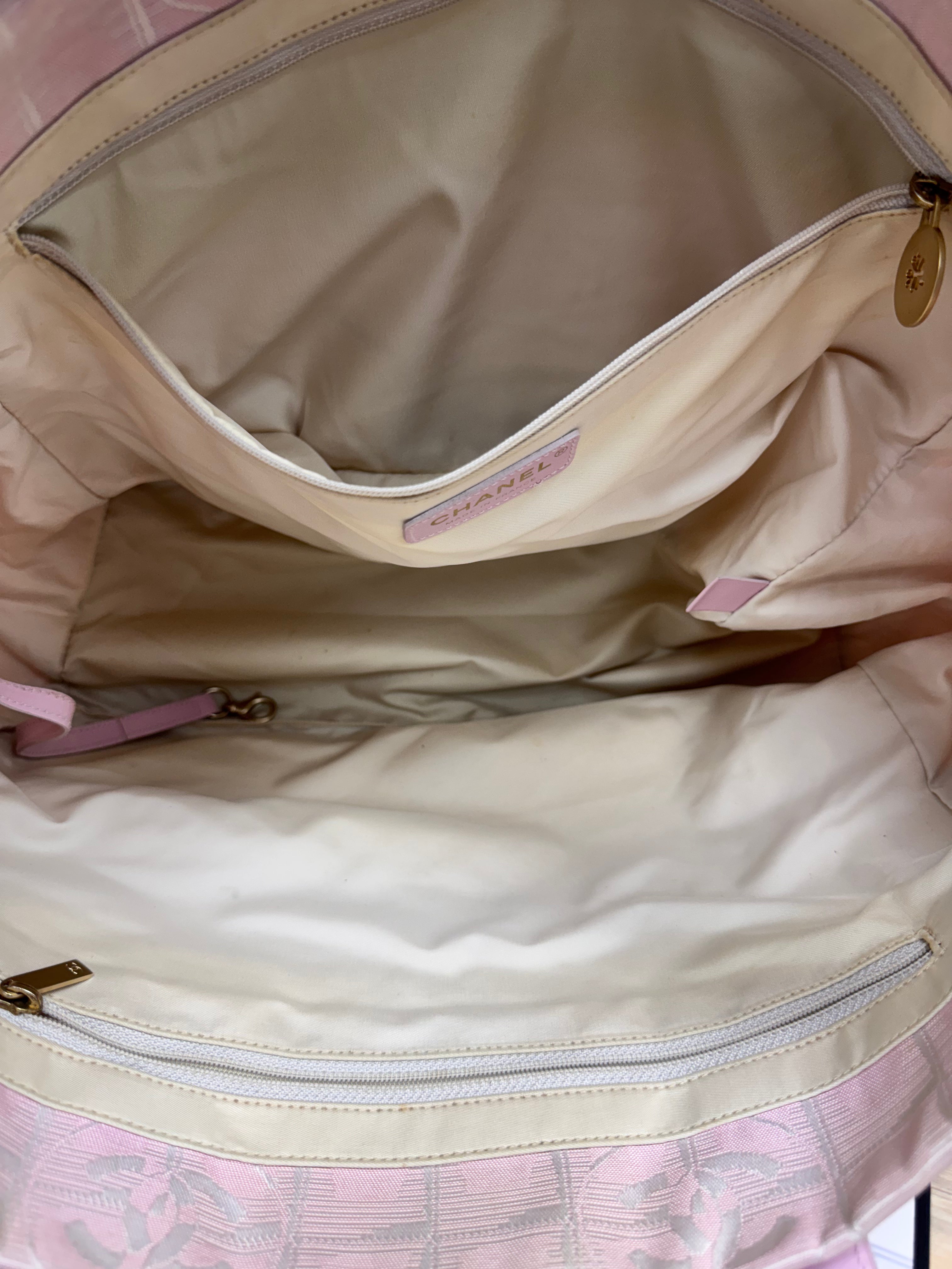 Chanel Pink Nylon Travel Line Tote Bag