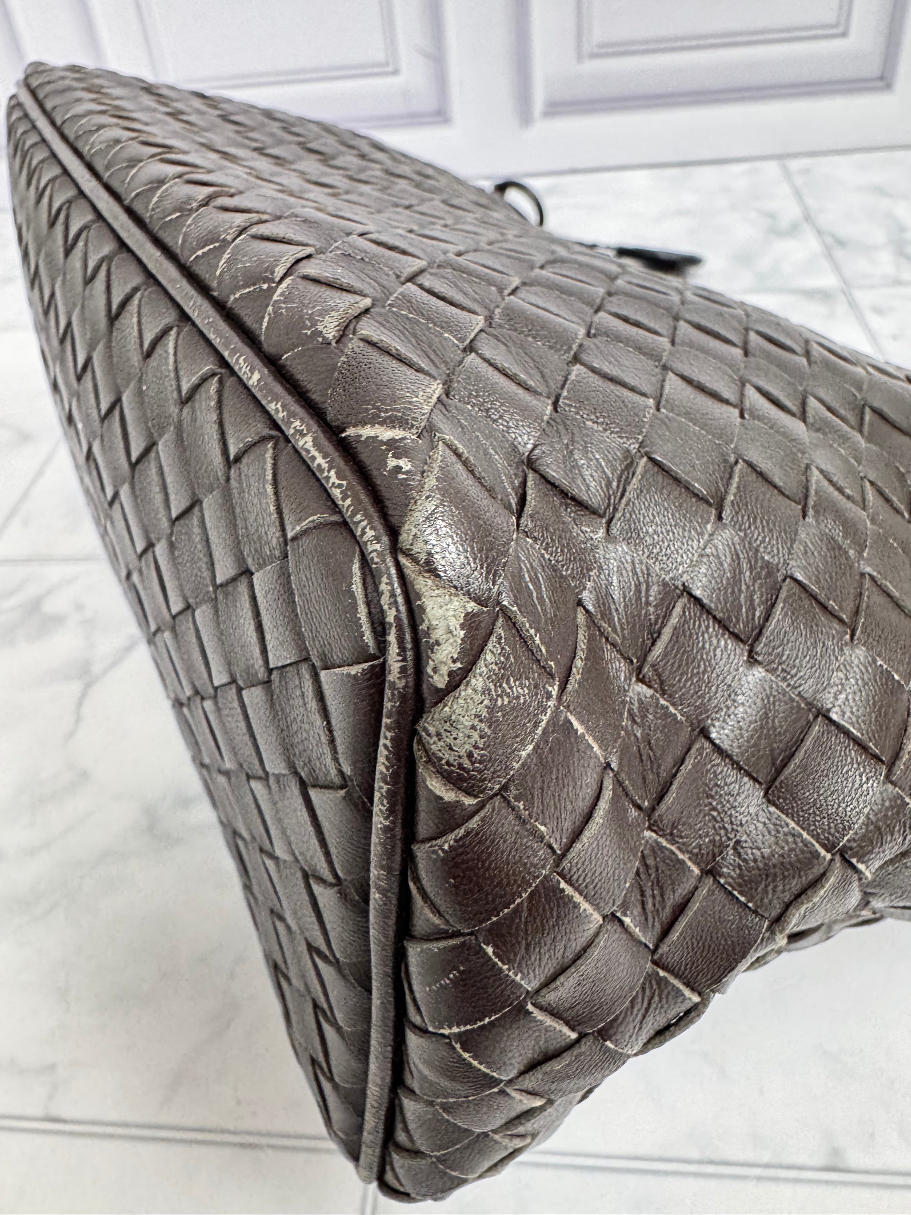 Bottega Veneta Dark Brown Intrecciato Leather Shoulder Bag