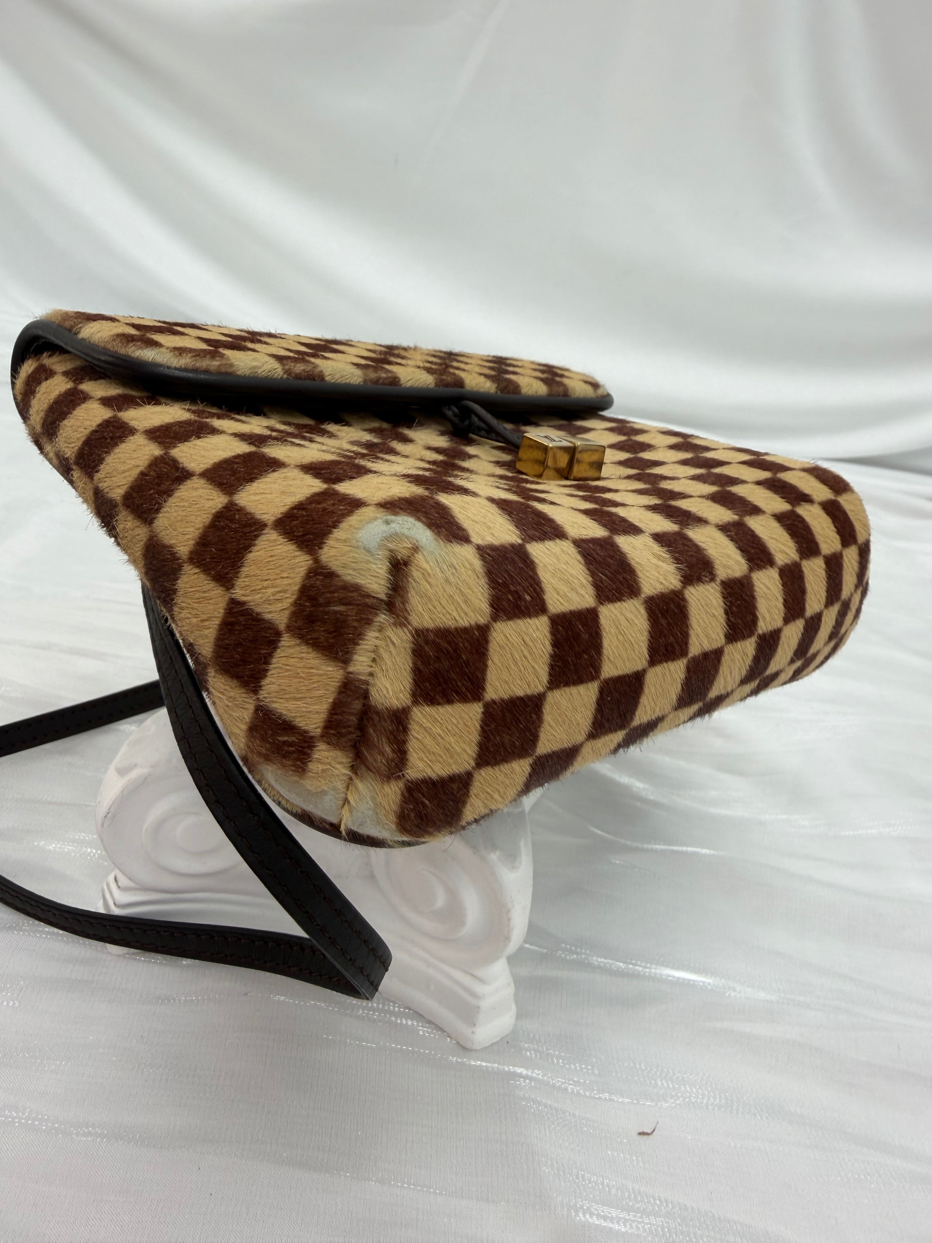 Louis Vuitton Limited Edition Damier Sauvage Calf Hair Gazelle Bag