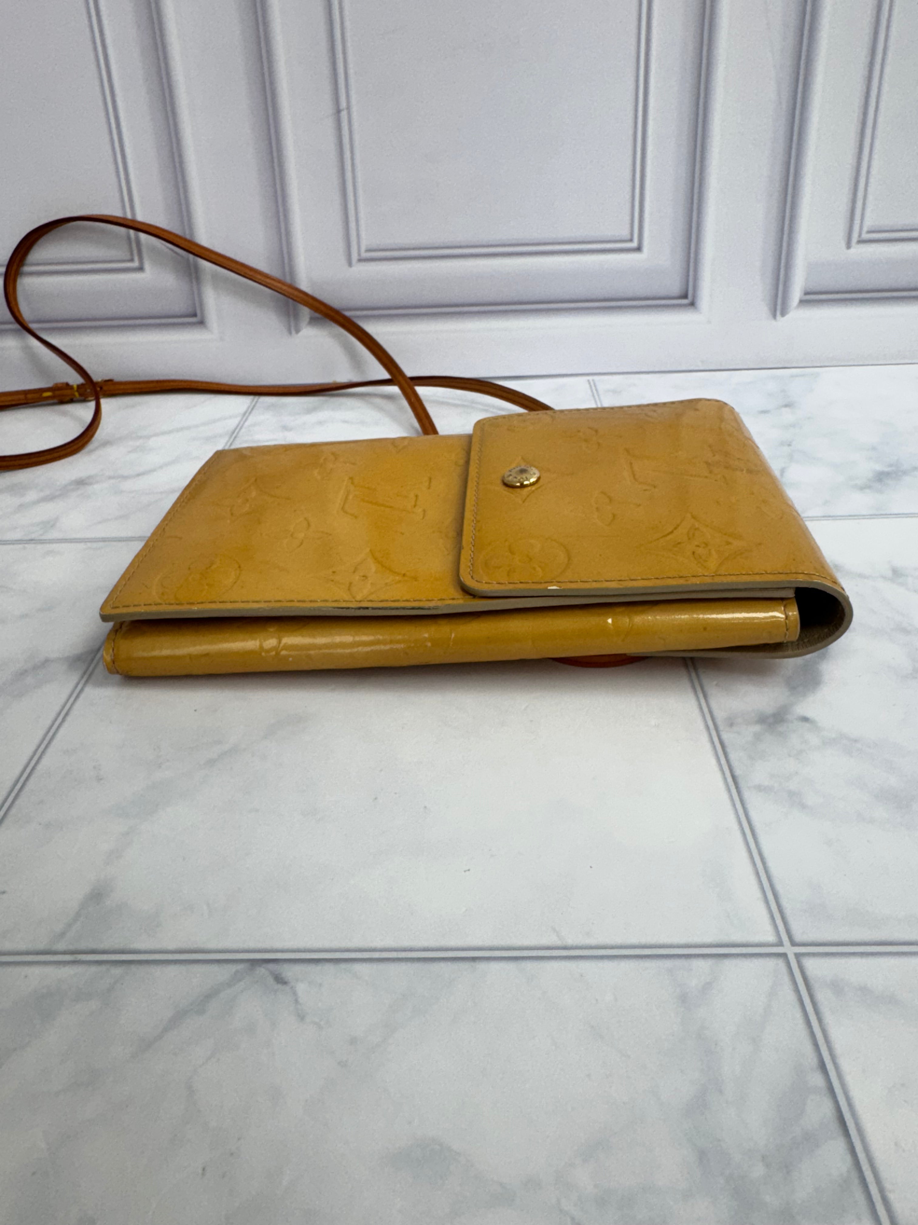 Louis Vuitton Yellow Monogram Vernis Walker Wallet Crossbody