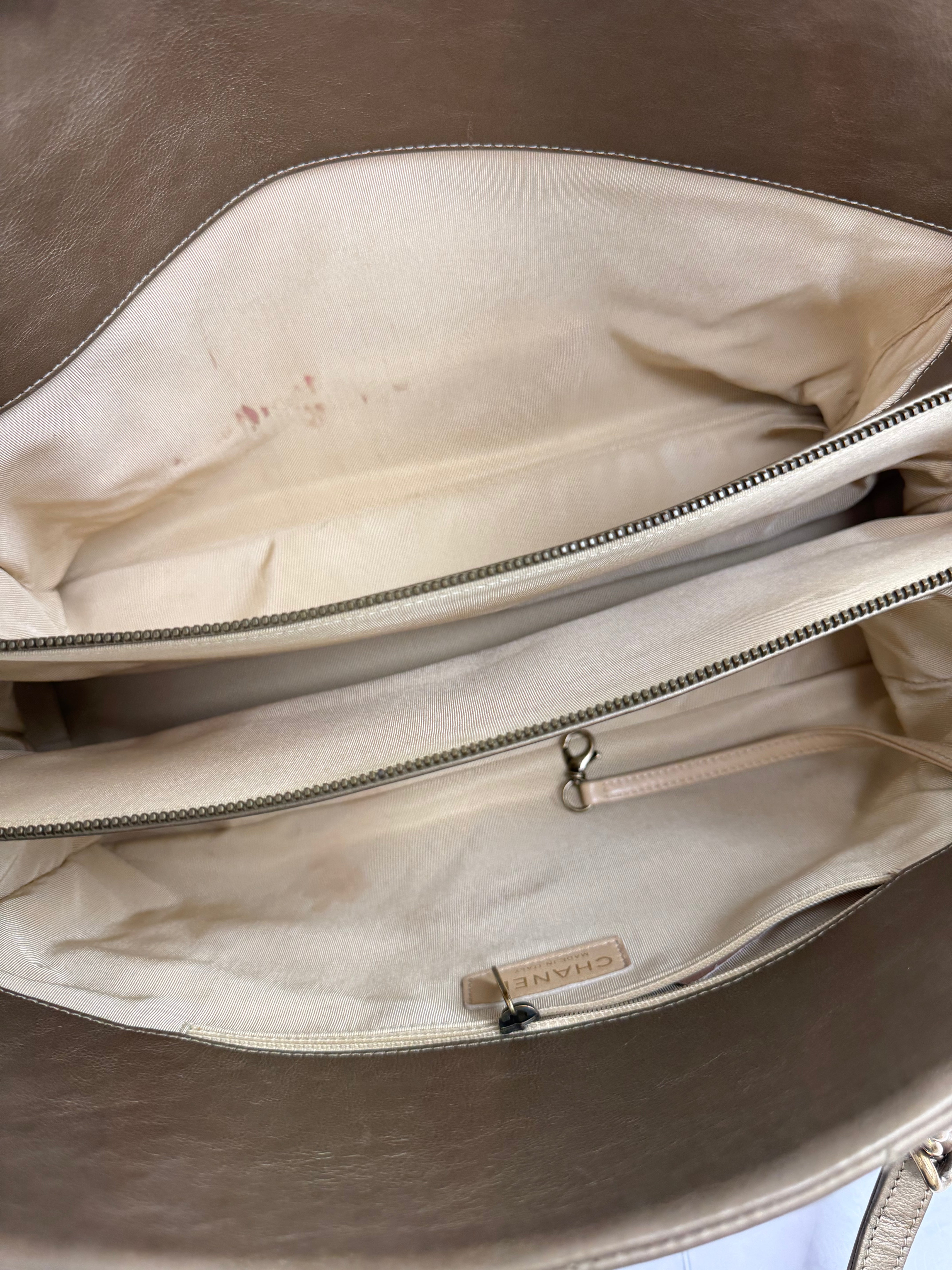 Chanel Dark Gold Quilted Leather CC Crown Tote Bag