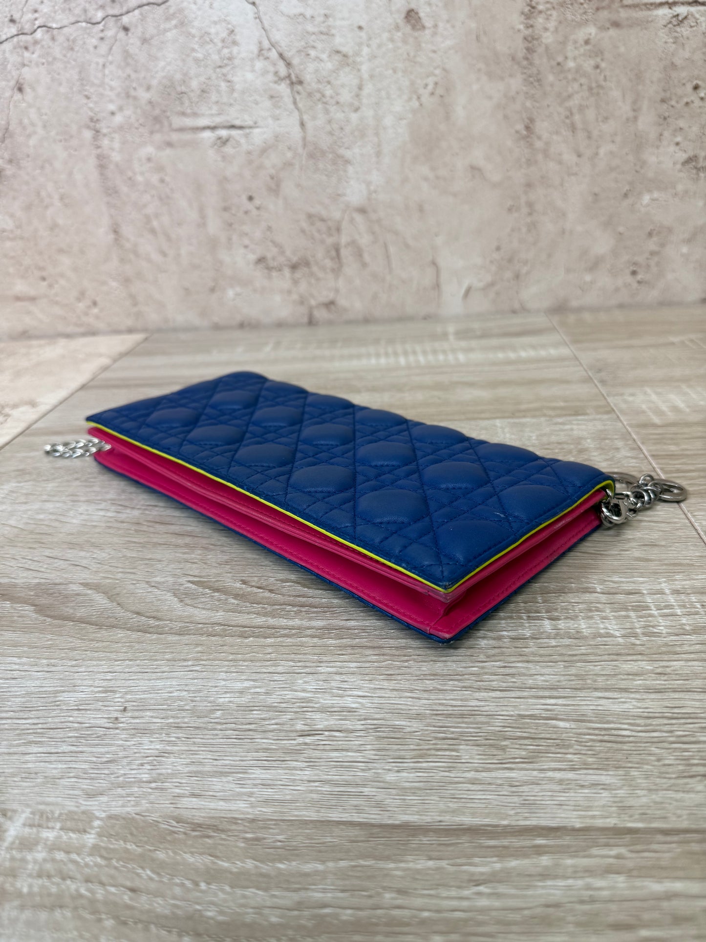 Christian Dior Blue Cannage Leather Clutch Pochette Bag