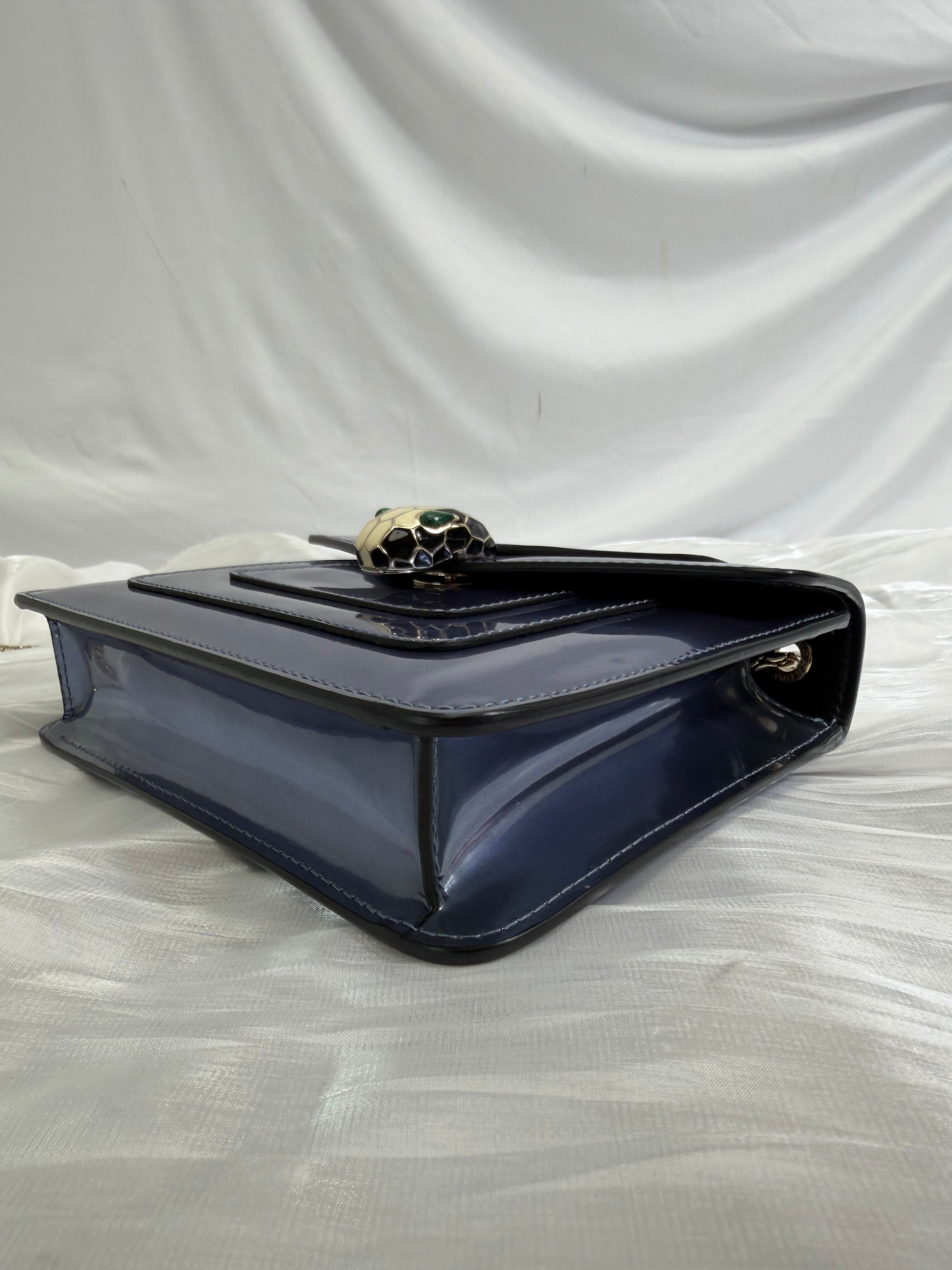 Bvlgari Blue Metallic Blue Calfskin Serpenti Forever Shoulder Bag