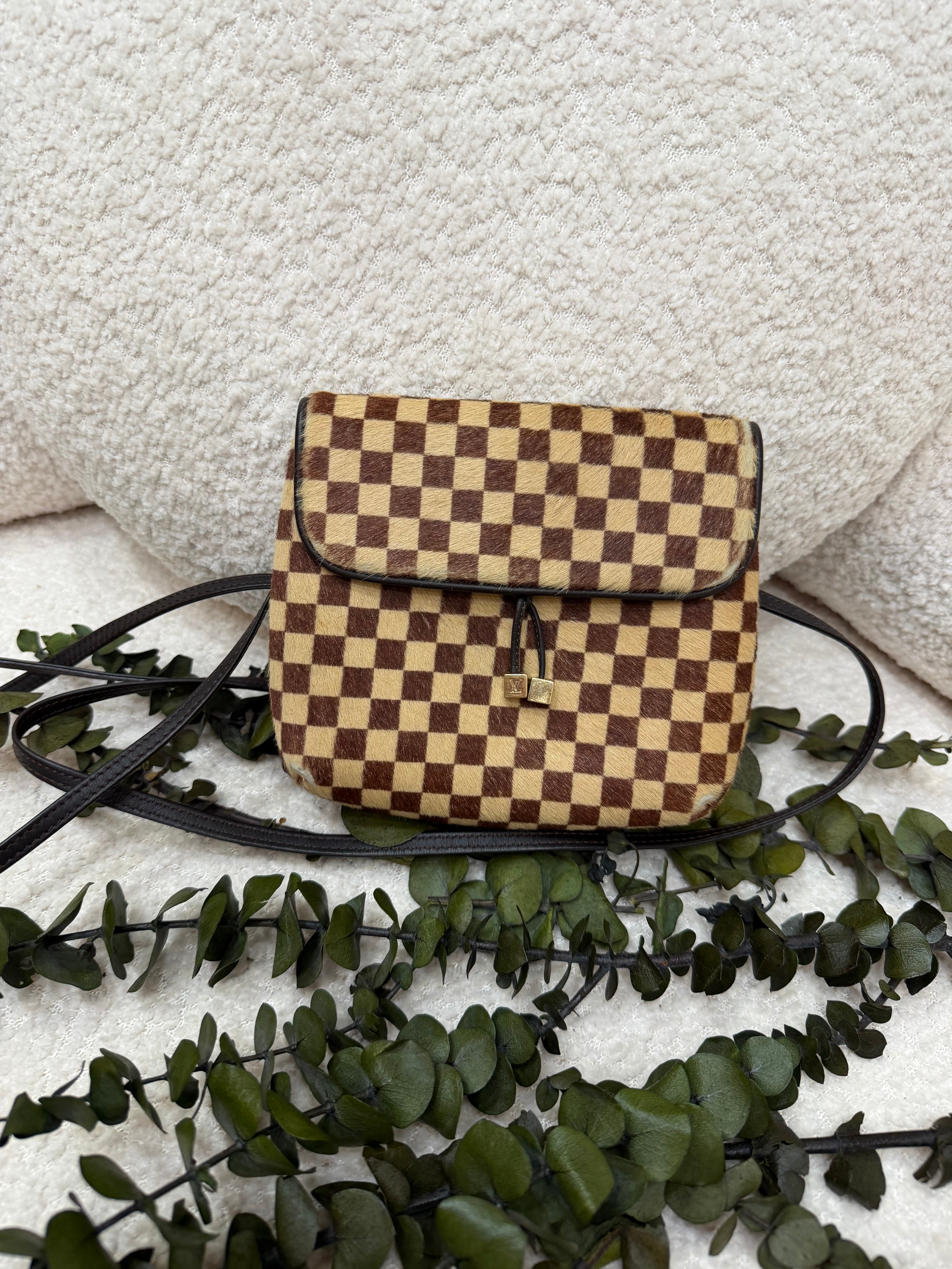 Louis Vuitton Limited Edition Damier Sauvage Calf Hair Gazelle Bag