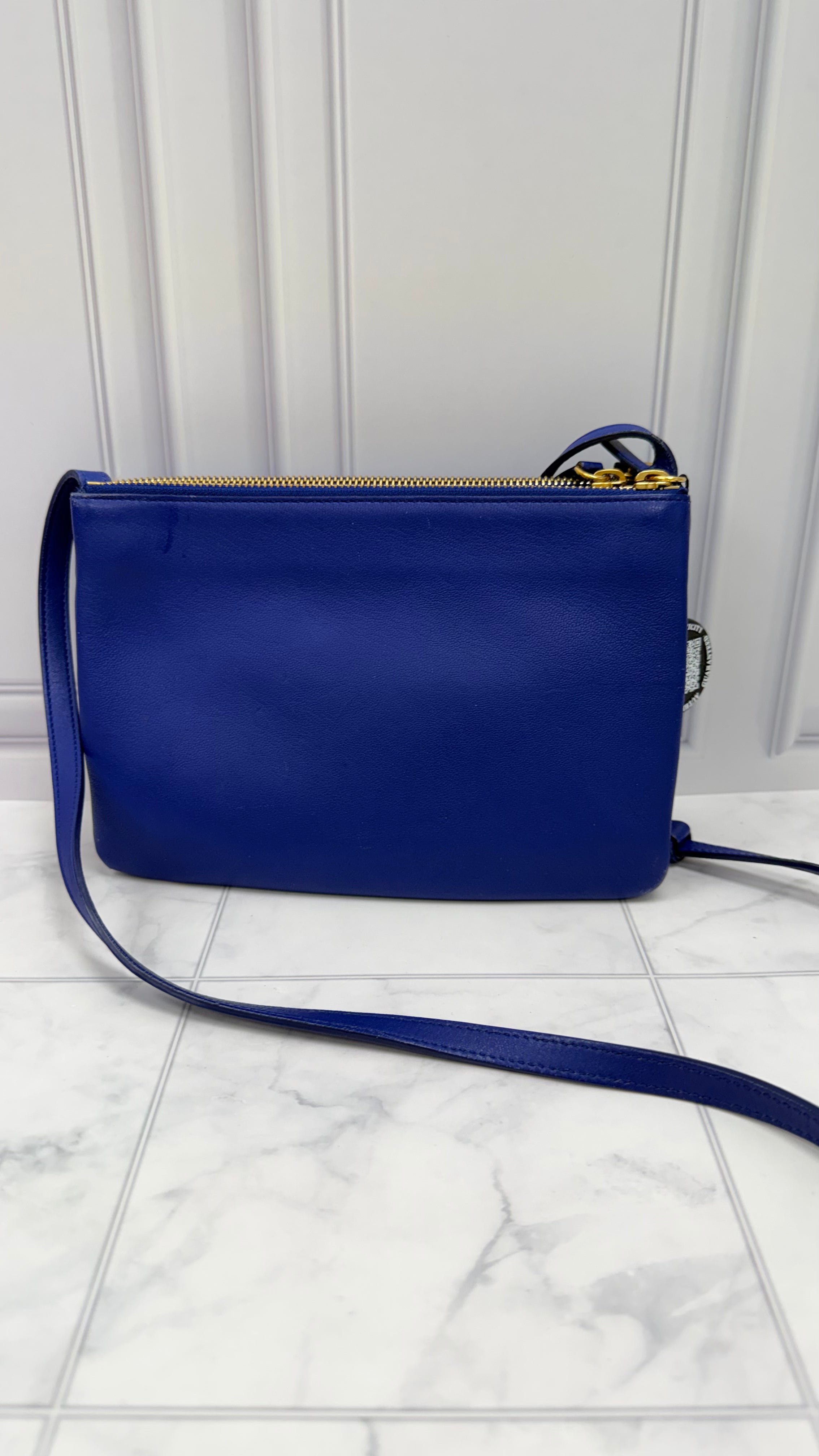 Celine Blue Leather Small Trio Crossbody