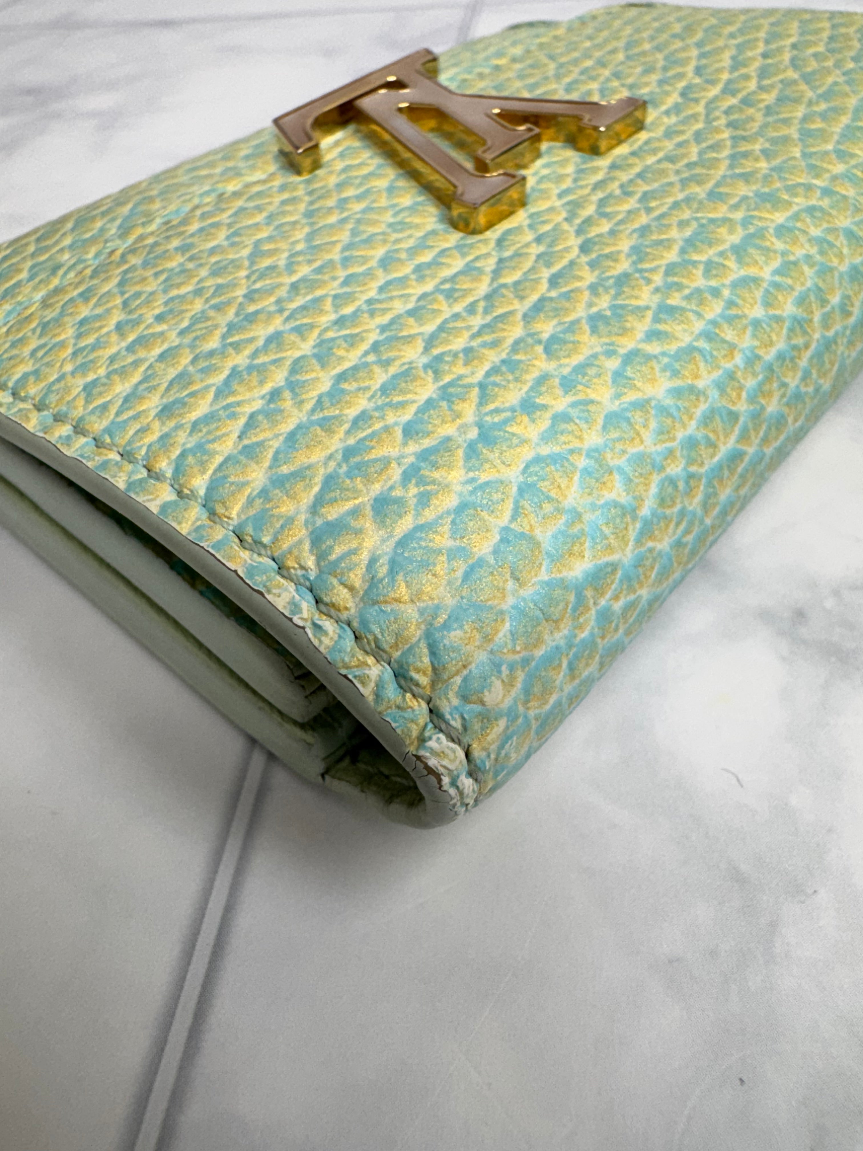 Louis Vuitton Blue And Yellow Taurillon Leather Summer Stardust Compact Wallet