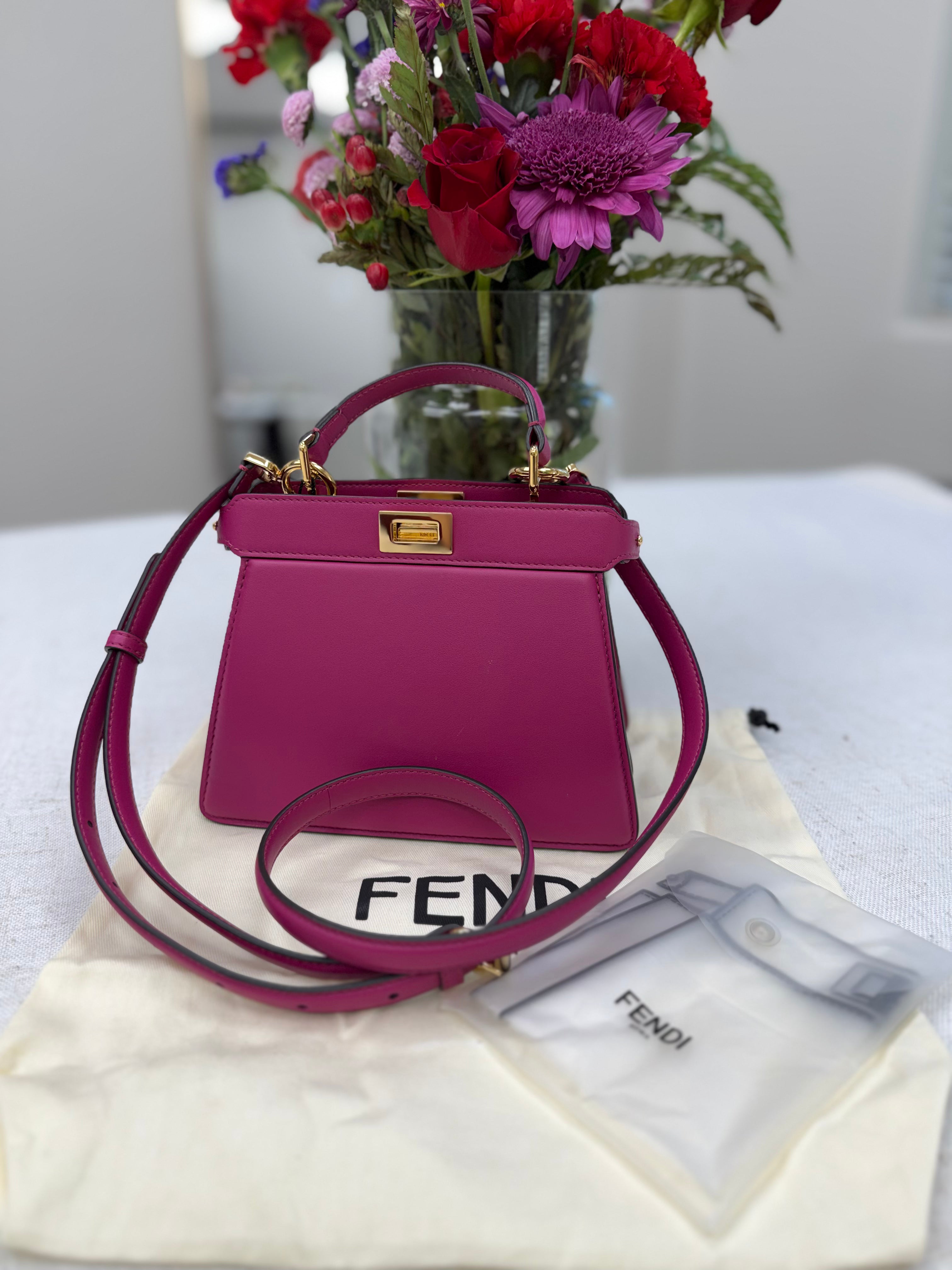 LIKE NEW Fendi Fuchsia Leather ISeeU Petite Peekaboo 2Way Bag