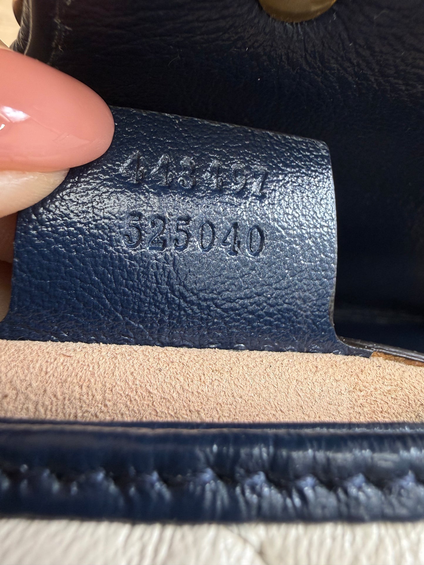 Gucci White And Navy GG Marmont Medium Flap Bag