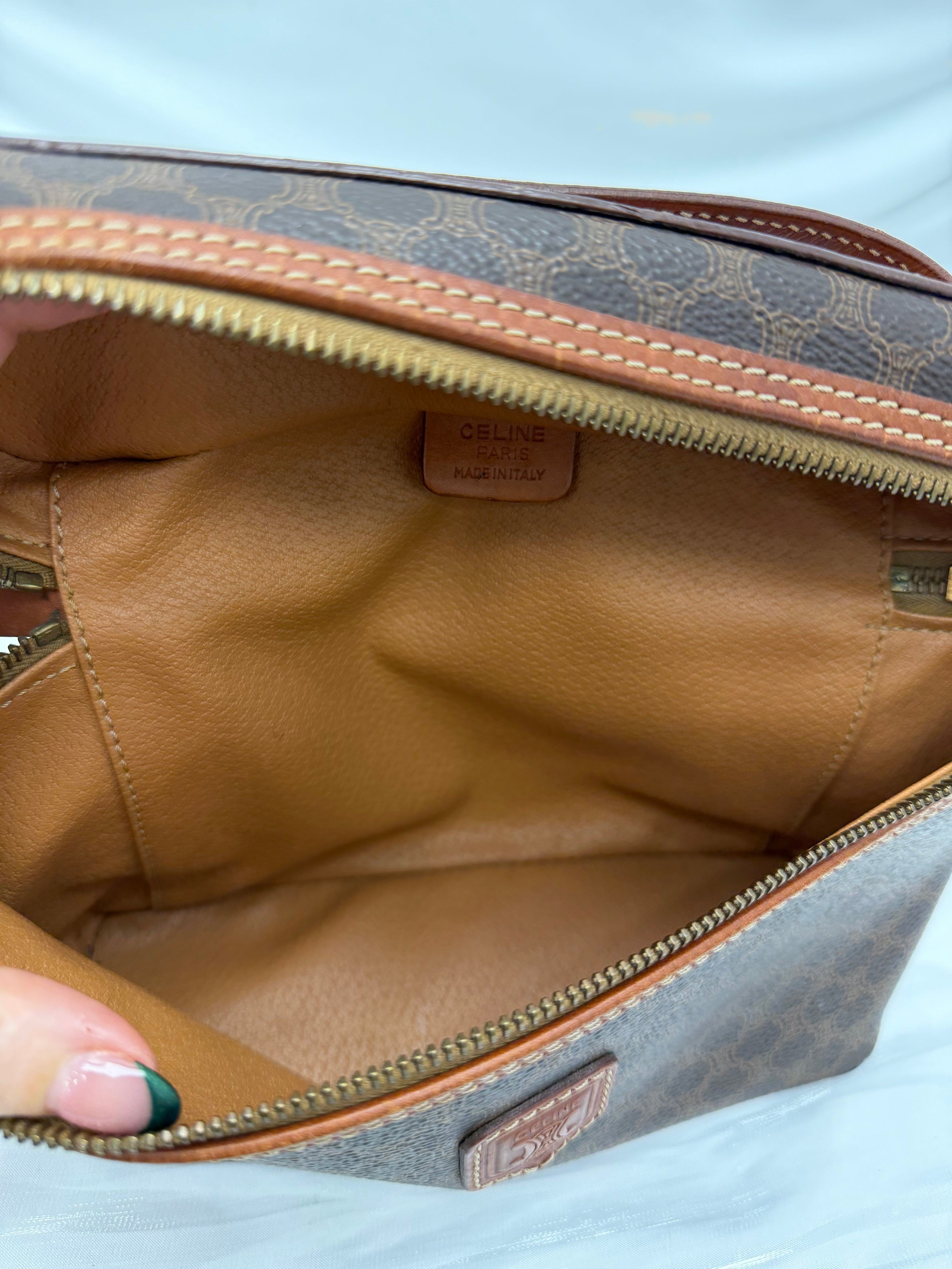 Celine Vintage Macadam Coated Canvas Vanity Bag