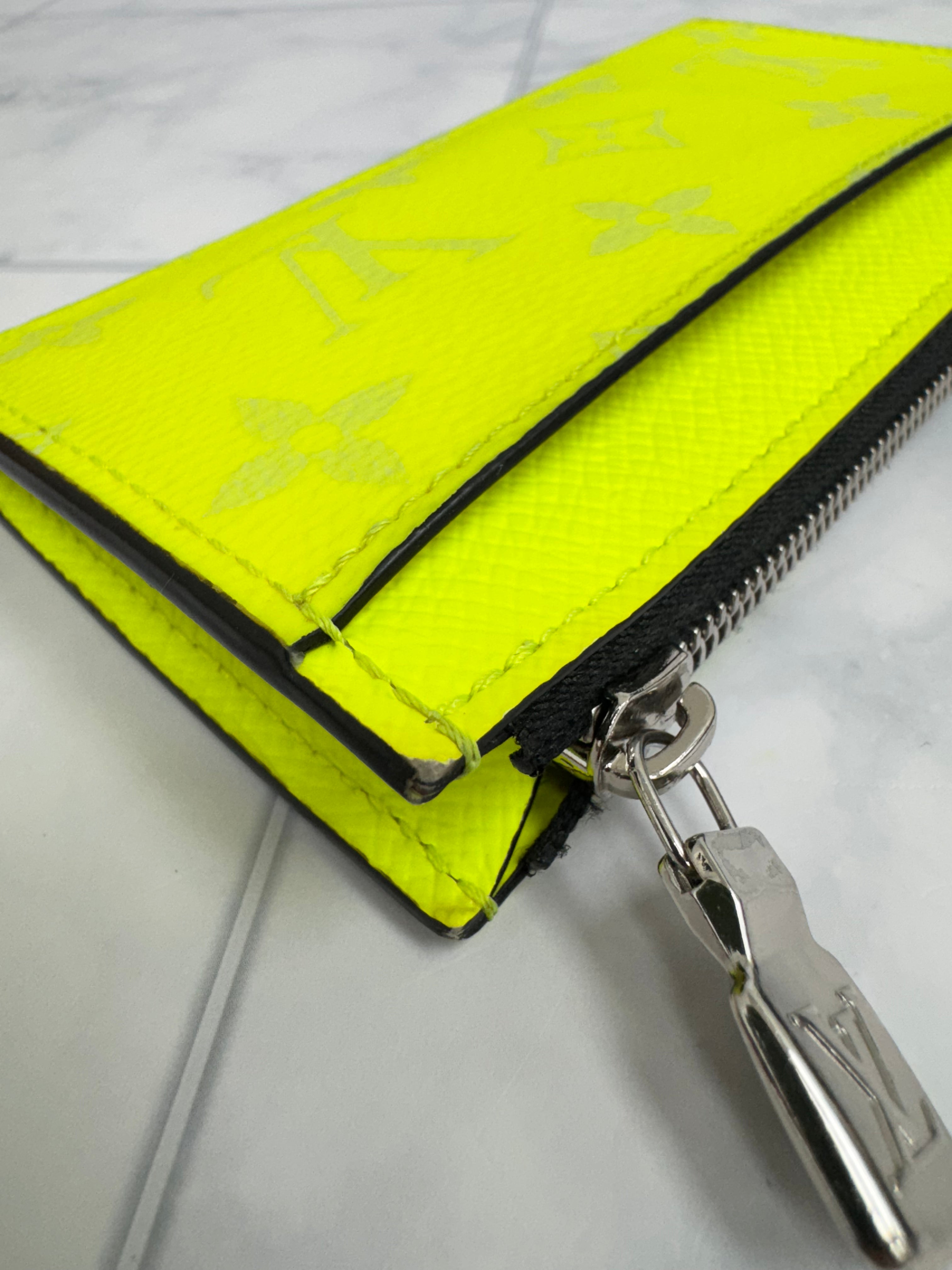 Louis Vuitton Neon Yellow Monogram Taigarama Coin Card Holder