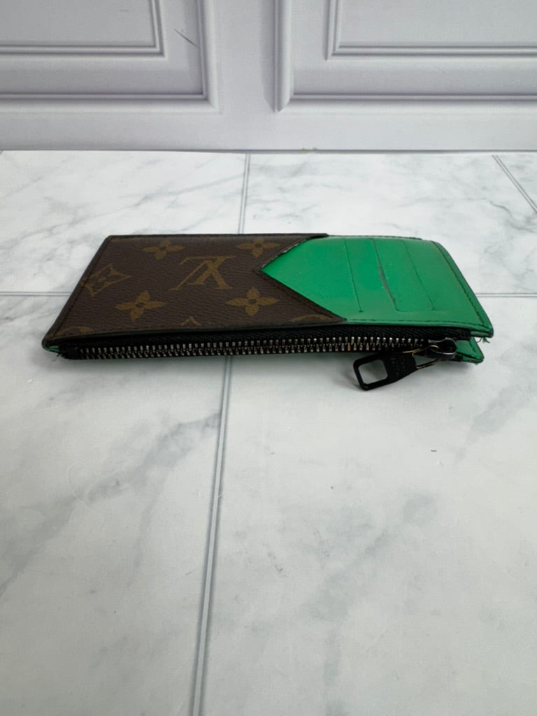Louis Vuitton Monogram And Green Coin Card Holder