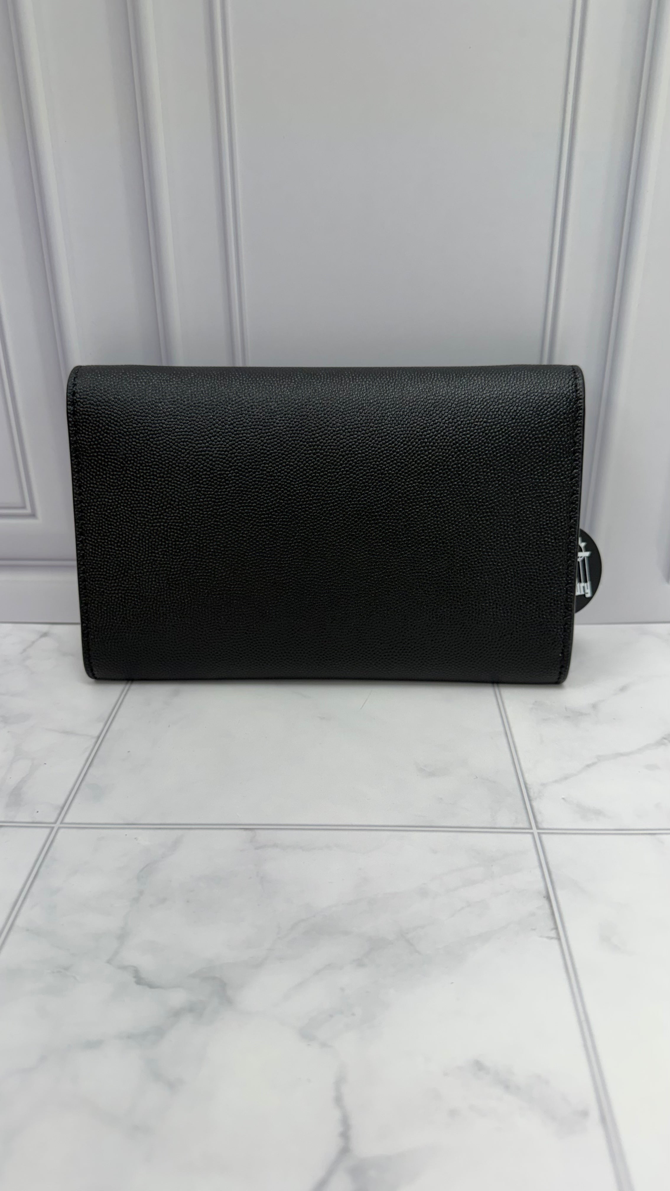 *DONS DROP* Saint Laurent YSL Black Pebbled Leather Envelope Wallet on a Chain
