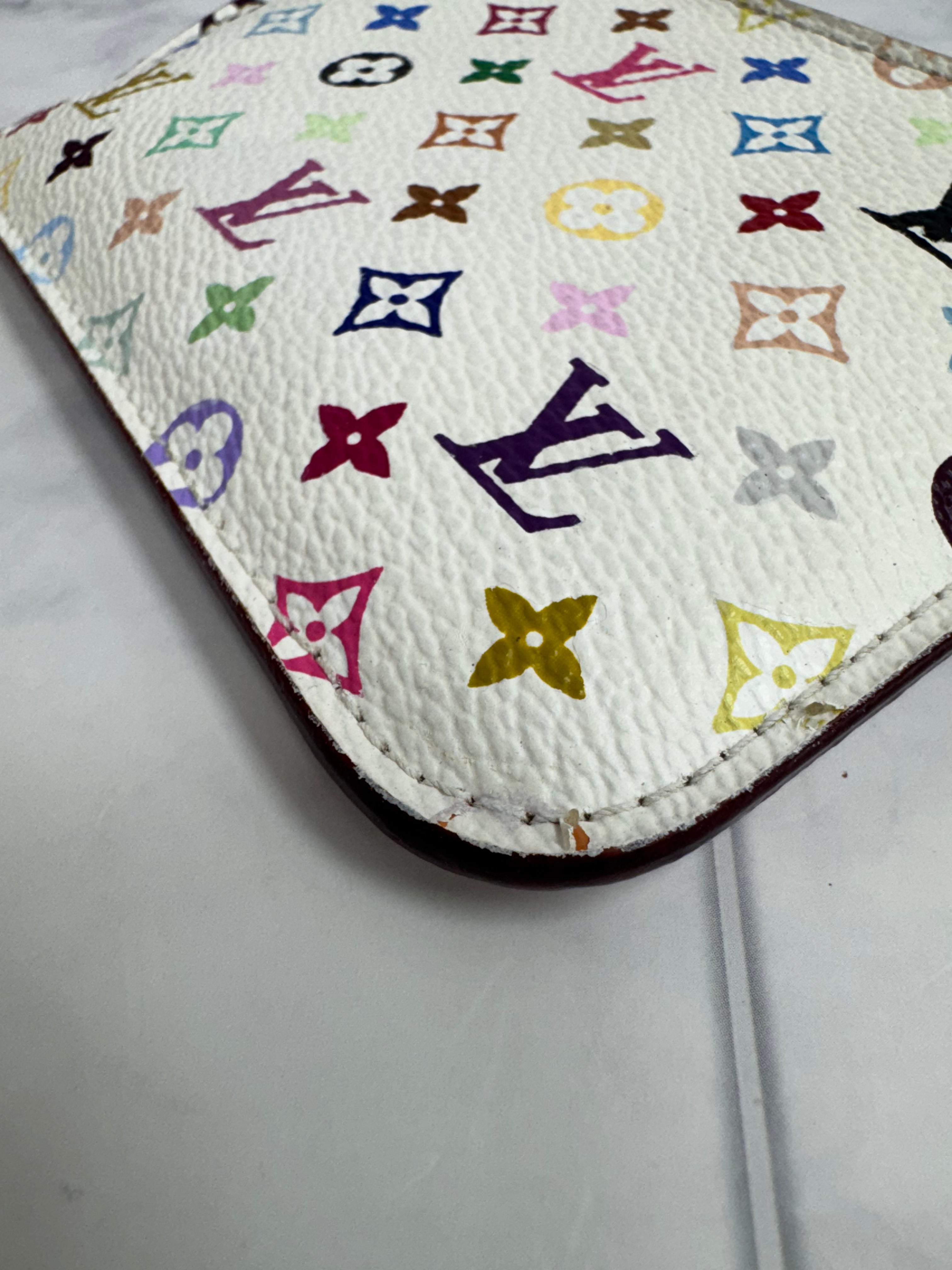 Louis Vuitton White Multicolor Pochette Key Cles